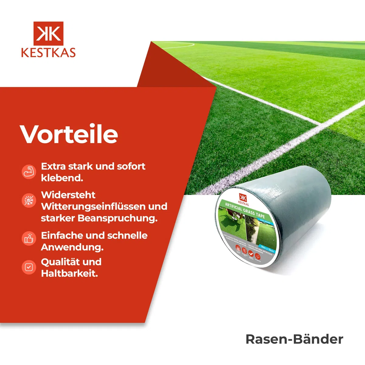 Kunstrasen Klebeband 15cm x 10m Selbstklebendes Fugenband für Kunstrasen -Teppich Band zum Verbinden von - Kunstrasen Outdoor - Kunstrasen Klebeband außen
