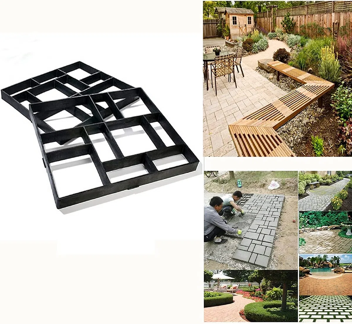 unho Pflasterform Betonform Gehweg Form: DIY Schalungsform Pflasterstein Gießen Schablone für Garten Beton, Gehweg, Pflastersteine, Pflastersteine, Terrassenplatten, 50 x 50cm