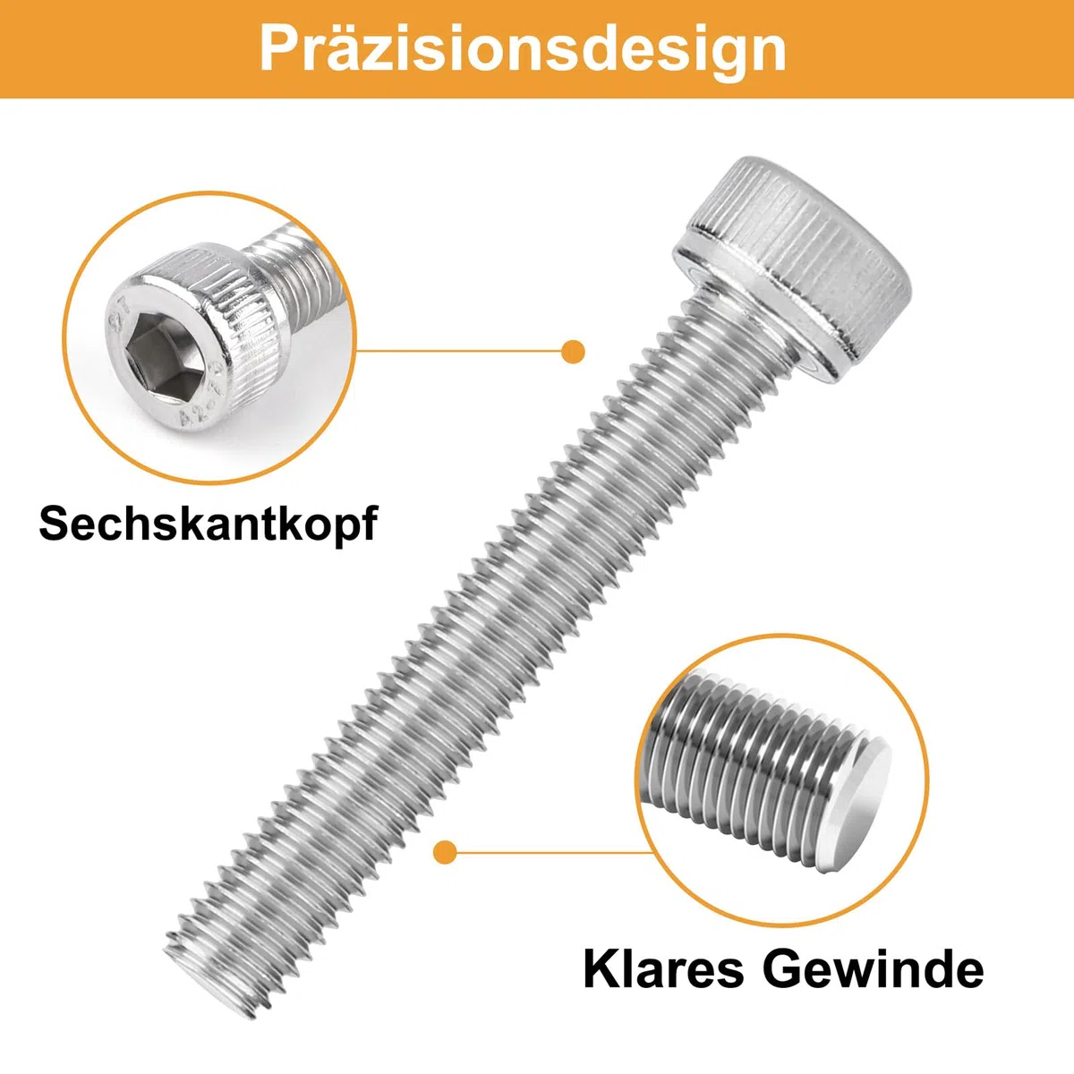 VIGRUE 238 Stück M6 Zylinderschrauben mit Innensechskant DIN 912 (ISO 4762) Vollgewinde Zylinderkopfschrauben aus Rostfreiem Edelstahl A2-70 Gewindeschrauben mit Muttern und Unterlegscheiben