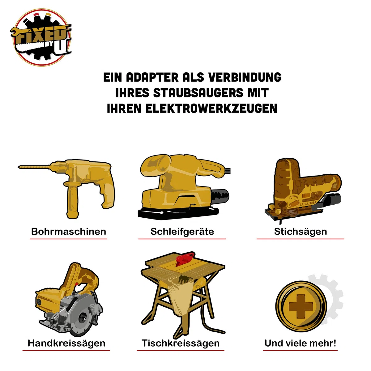 Universal Absaug Set für Elektrowerkzeuge zum Staub Schleifstaub absaugen beim Schleifen, Werkzeug Absaugung, passend für Kärcher, Bosch, Makita, Einhell, Festool, Metabo, Parkside und mehr