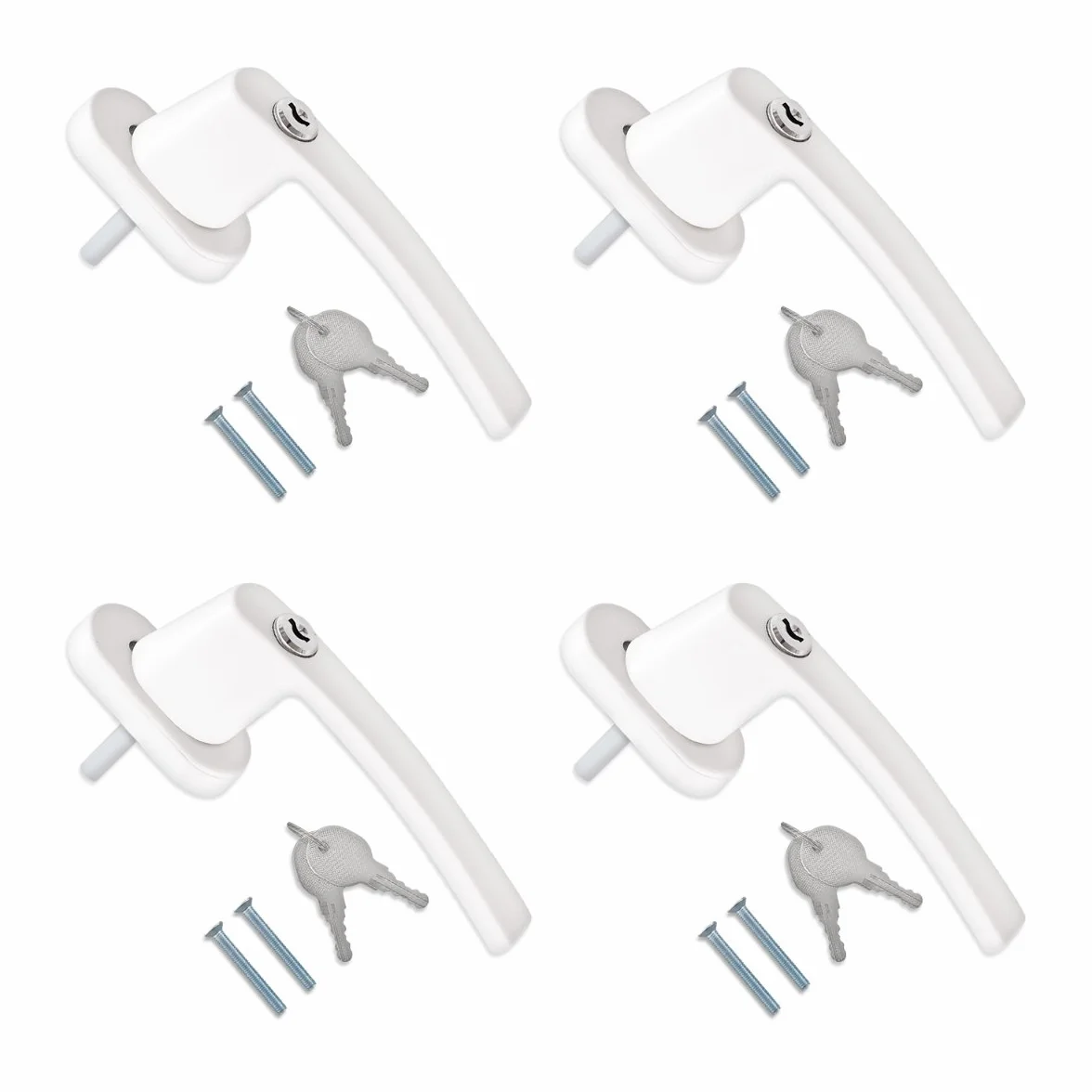 kwmobile Fenstergriffe abschliessbar - 4x Aluminium Fenstergriff - Kindersicherung Fenstersicherung - Stiftlänge 35mm - Fensterschloss Balkontür Sicherung - Fenstergriffe weiß