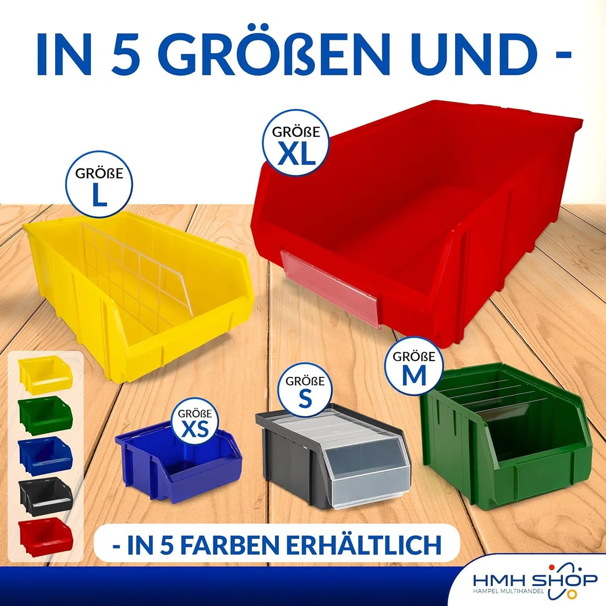 HMH 26x Stapelboxen Größe M Werkstatt Garage Keller Sichtlagerboxen 230x150x130mm Lagerboxen ANTHRAZIT Sichtlagerkästen Kleinteile Aufbewahrung