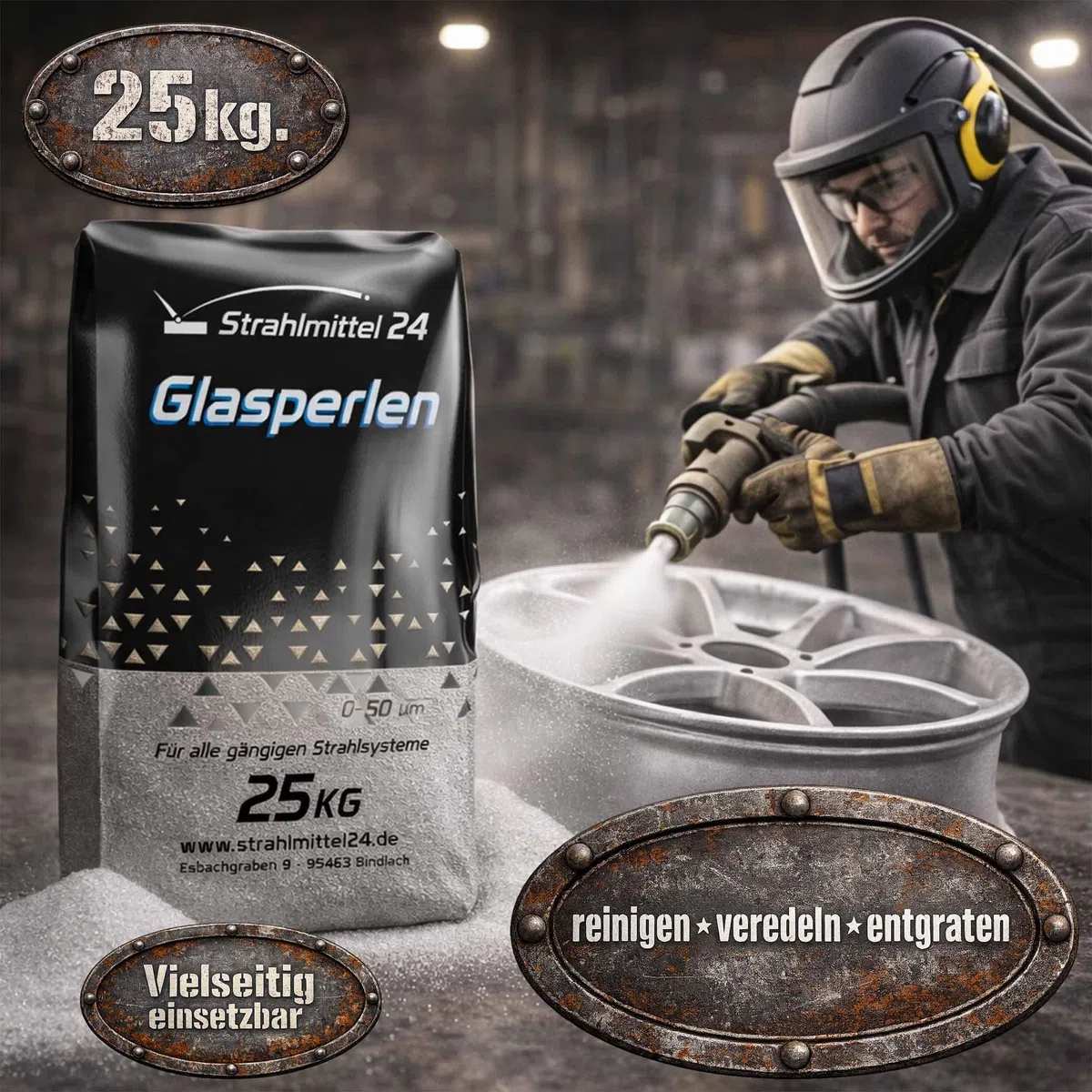 25 kg Glasperlen Strahlmittel 200-300 µm