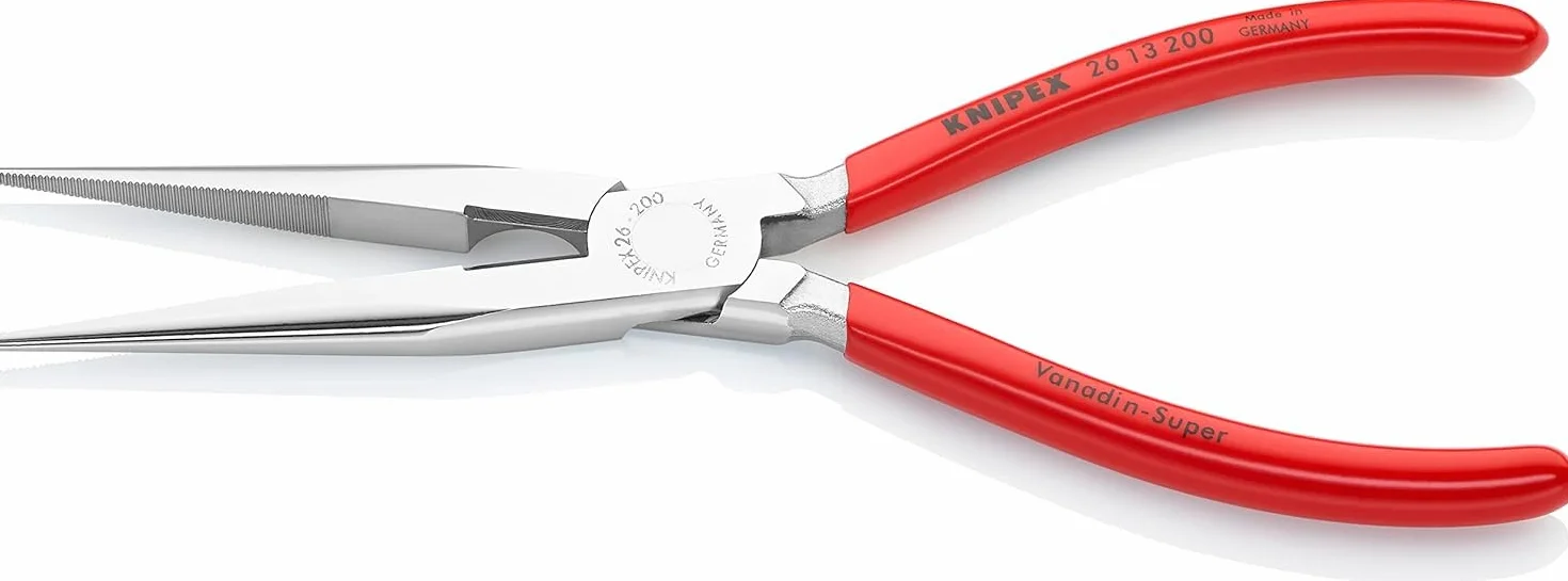KNIPEX Flachrundzange mit Schneide (Storchschnabelzange) verchromt mit Kunststoff überzogen 200 mm, 26 13 200