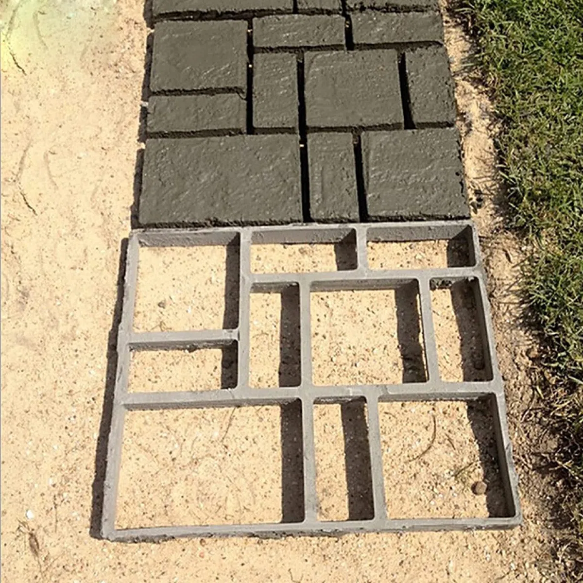 unho Pflasterform Betonform Gehweg Form: DIY Schalungsform Pflasterstein Gießen Schablone für Garten Beton, Gehweg, Pflastersteine, Pflastersteine, Terrassenplatten, 50 x 50cm
