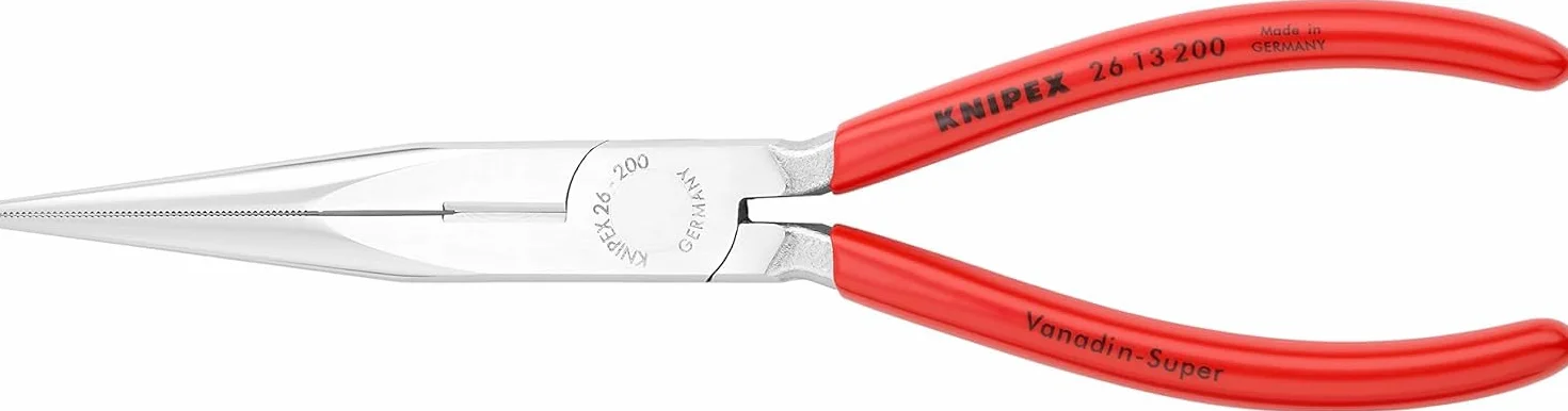 KNIPEX Flachrundzange mit Schneide (Storchschnabelzange) verchromt mit Kunststoff überzogen 200 mm, 26 13 200