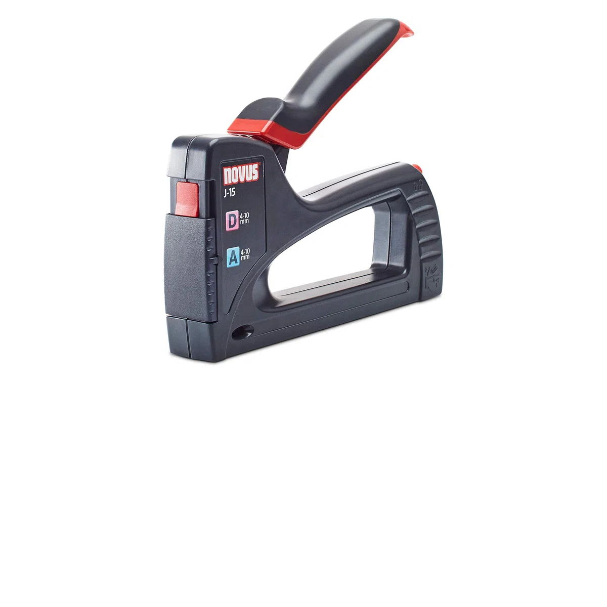 Novus Handtacker J-15, leichter Allzweck-Tacker, Werkzeugtacker für Klammern 4-10 mm, schnelles Nachladen, Softgrip, Schwarz