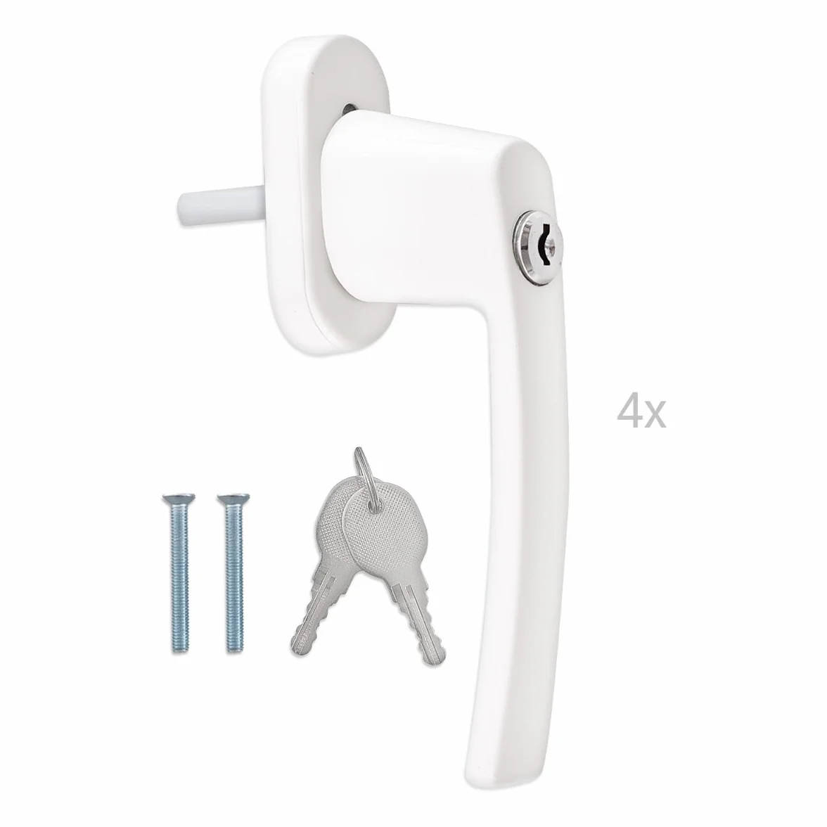 kwmobile Fenstergriffe abschliessbar - 4x Aluminium Fenstergriff - Kindersicherung Fenstersicherung - Stiftlänge 35mm - Fensterschloss Balkontür Sicherung - Fenstergriffe weiß