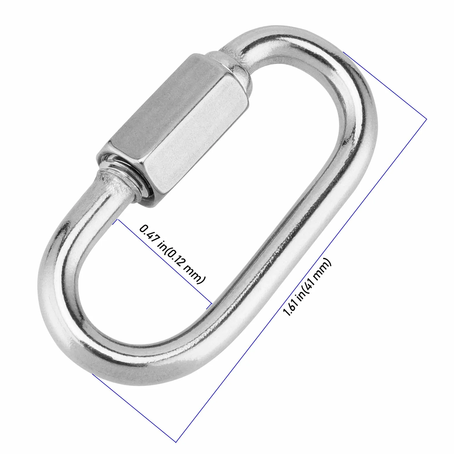 28 Stück M4 Edelstahl Kettenglied Schraubverbinder mit Schraubverbinder, 4mm x 40mm Kettenglied Kettenverbinder 4mm, Kettennotglied für Karabiner Hängematte Camping, Outdoor, 160kg Tragkraft