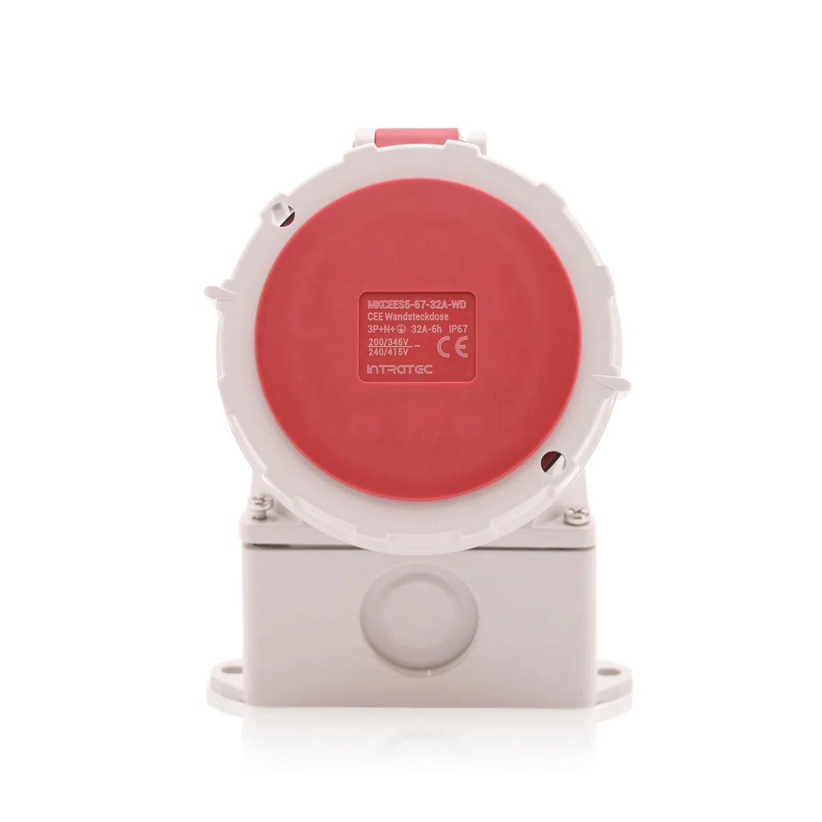 CEE Starkstrom Wandsteckdose Intratec 32A 400V 6h IP67 5-polig (3P+N+E): IEC-60309 Industrie und Mehrphasenstecker robuste Industriequalität