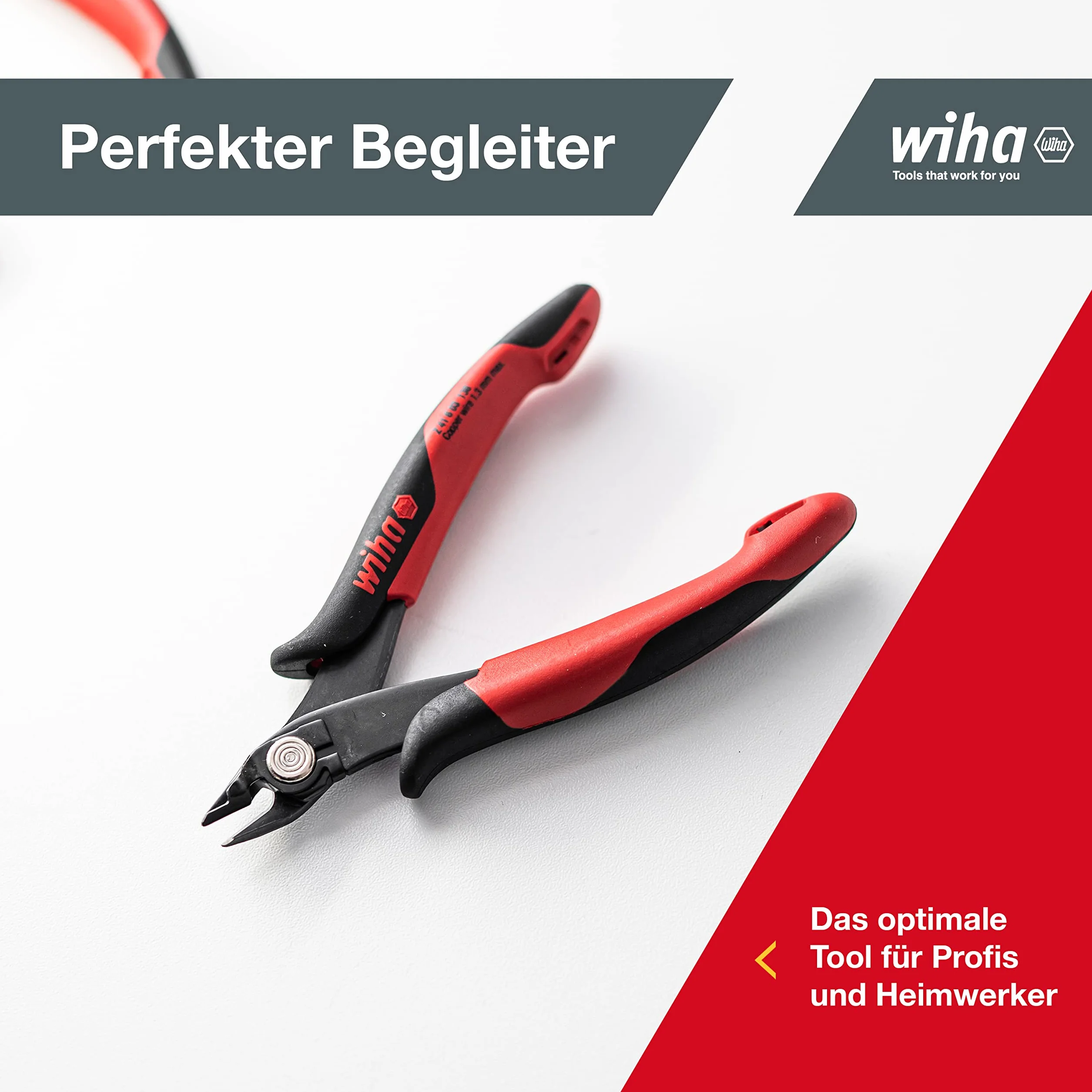 Wiha Präzisions Seitenschneider Elektronik klein (26825) breiter, spitzer Kopf ohne Wate 130mm I Mini Drahtschneider für Elektroinstallation
