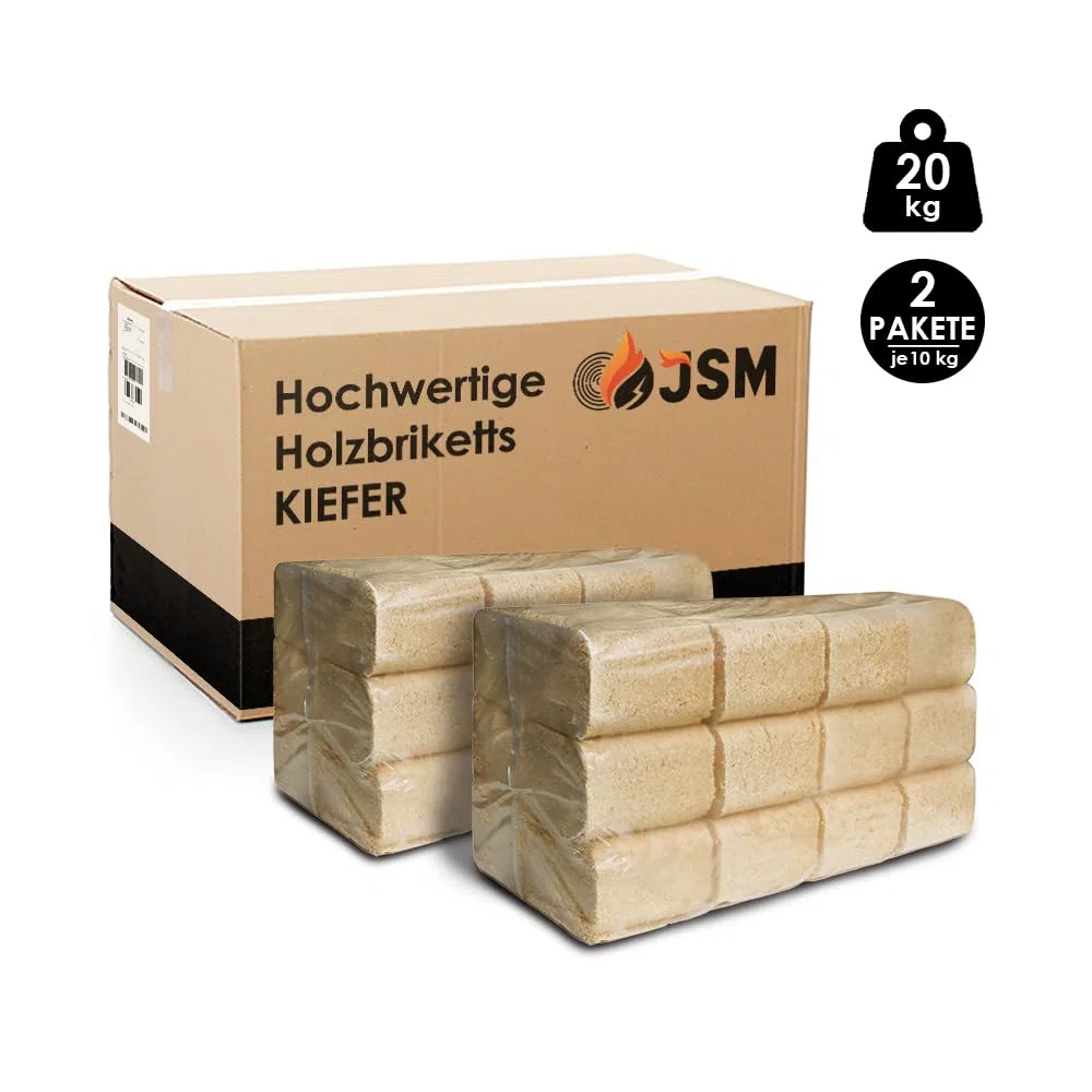 Kiefer Holzbriketts - 2 Pakete, 12 Briketts im Paket