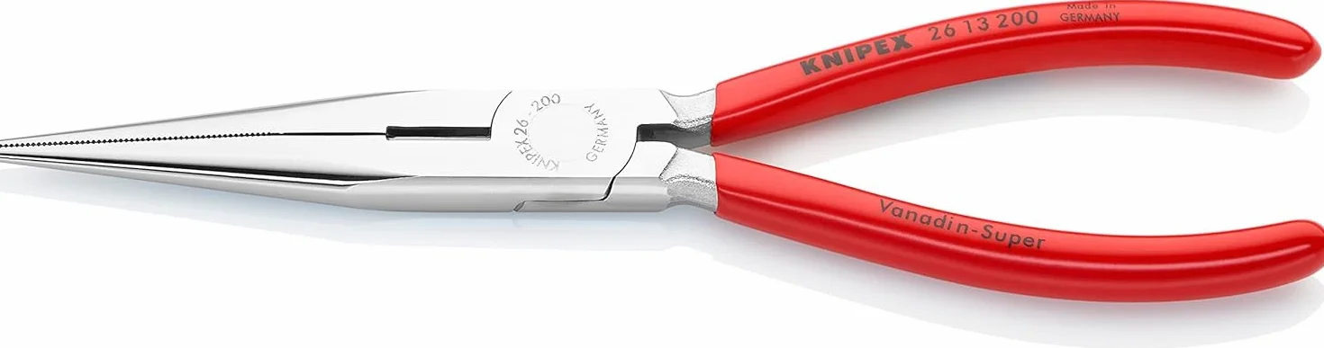 KNIPEX Flachrundzange mit Schneide (Storchschnabelzange) verchromt mit Kunststoff überzogen 200 mm, 26 13 200