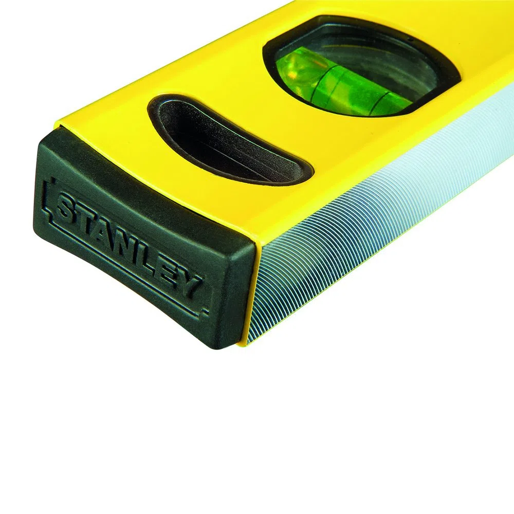 STANLEY Hohlprofil-Wasserwaage Klassik (120 cm Länge, horizontale/vertikale Libelle, Schockabsorber, Genauigkeit ±0,5 mm/m) STHT1-43106