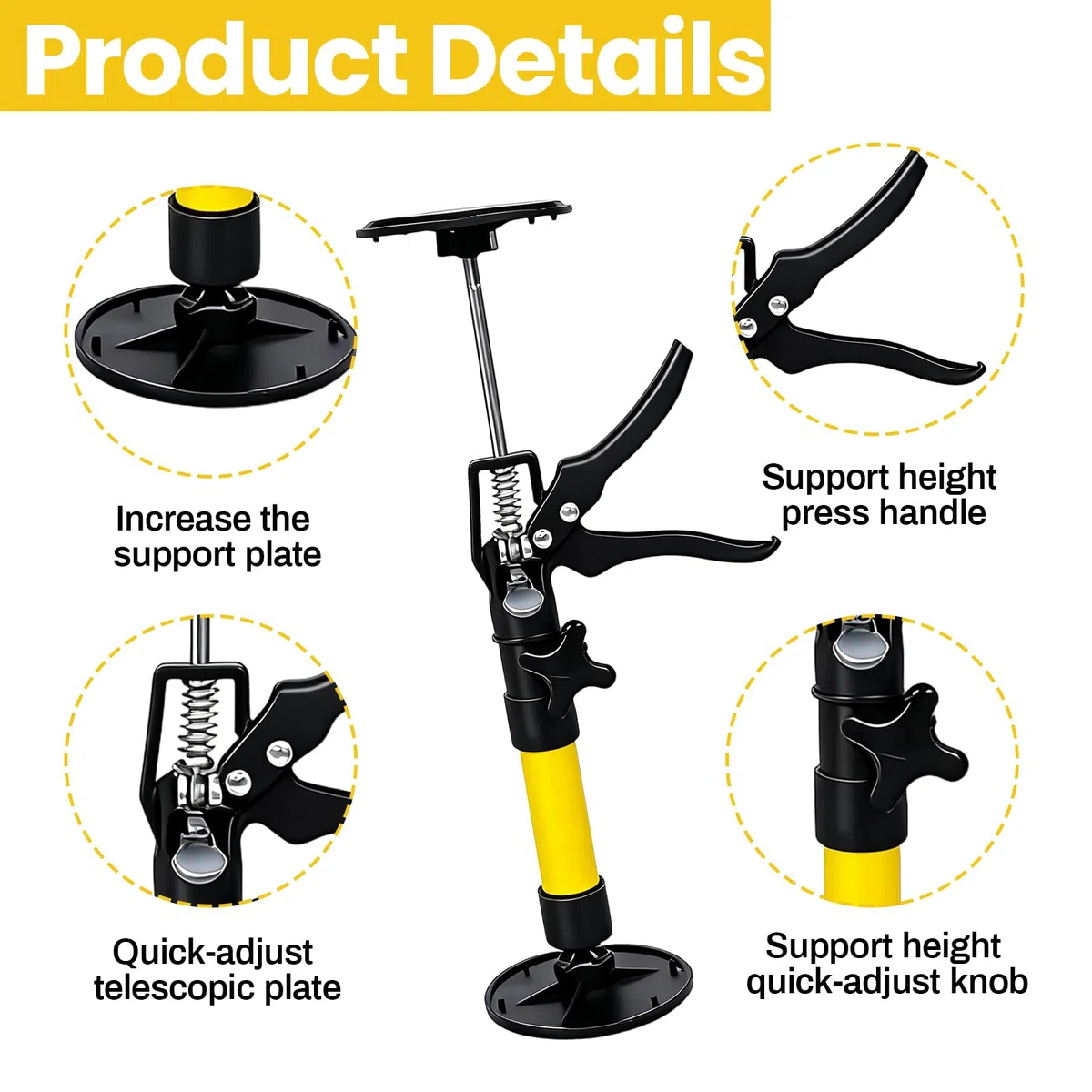 2 Stück Deckenstütze, Teleskopstützen Einhandstütze Montagestütze Verstellbare Länge und Neigungswinkel Türspanner Teleskopstange 50 kg Zargenspanner Dehnen 30-59 cm