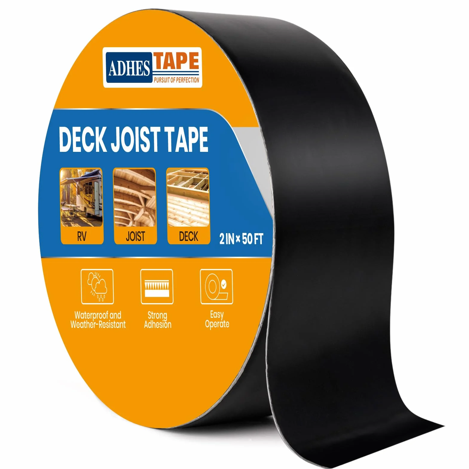 ADHES Butylband Dichtungsbänder 50mm x 15m, Wetterbeständig und Wasserdicht, Deckbalkenband Dach Reparaturband, Ideal für Holzdecks, Balken, Dächer und den Außeneinsatz