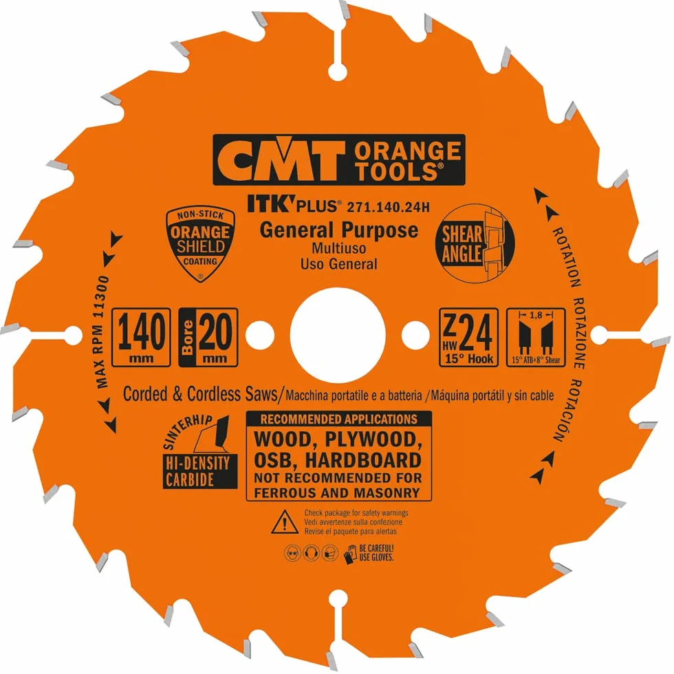 CMT ORANGE TOOLS 271.140.24H - KREISSÄGEBLÄTTER ULTRA ITK HW 140X1.8/1.2X20 (+16) Z24 ATB+S