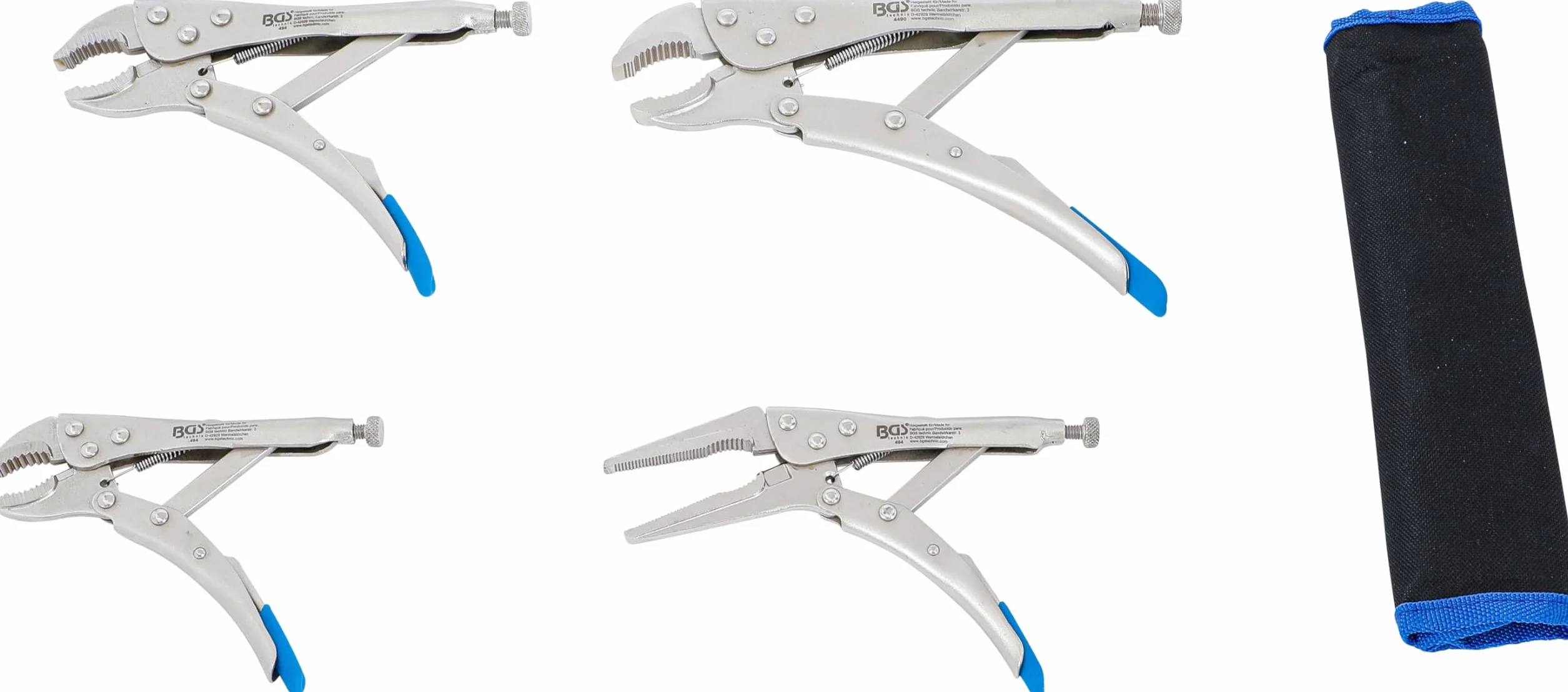 BGS 494 | Gripzangen-Satz | 4-tlg. | Gripzange 140/185 / 220 mm | Langbeck-Gripzange 175 mm | inkl. Tasche