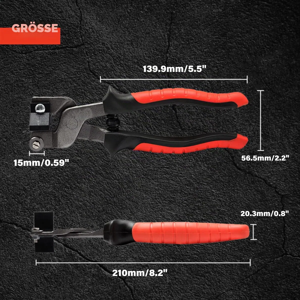 SPEEDWOX Mosaik-Zange 20,3 cm Fliesenzange mit starkem Kunststoffbrecher Ritzrad zum schnellen Schneiden von Porzellan Keramik Spiegel professionelle Glasschneider Score-Fliesenwerkzeug robuste Zange