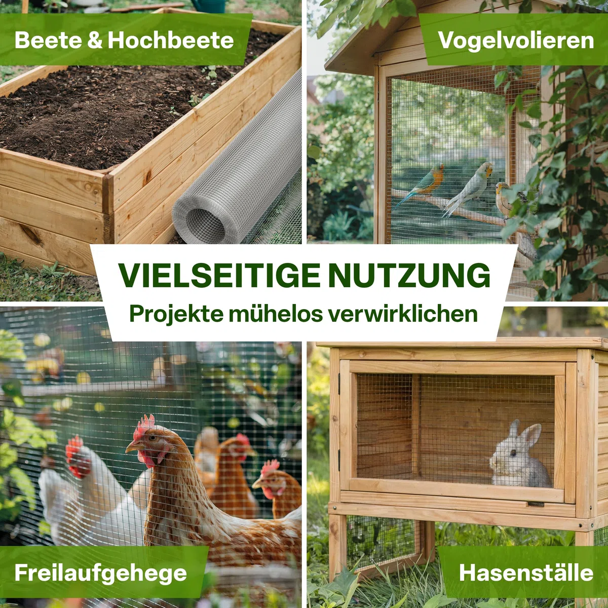TTL GARDEN Wühlmausgitter 2,5m x 1,1m feinmaschig verzinkt & rostfrei - Hochbeet Gitter 6,3mm Masche 0,55 mm Draht Stärke - auf Rolle Maschendraht Drahtgitter Nagergitter Maulwurfgitter 110cm x 250 cm
