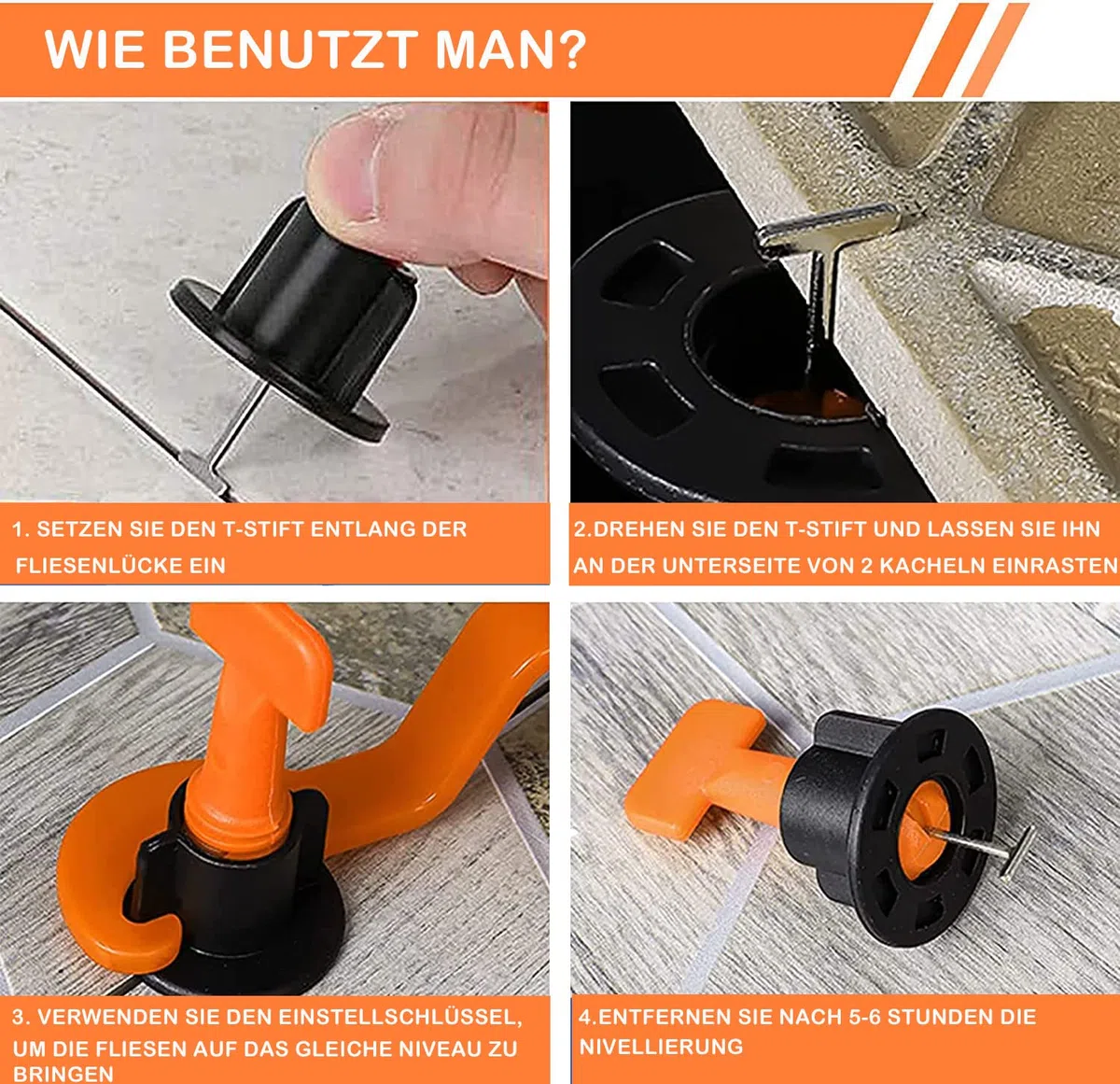 400 Stück Revolutionäres Fliesen Nivelliersystem, Mit 100 Nivelierset Keile,100 Pcs 1mm/2mm/3mm Fliesenkreuze Abstandshalter Und 2 Speziellen Schlüssel.Fliesenleger Werkzeug Für Wand Und Bodenfliesen