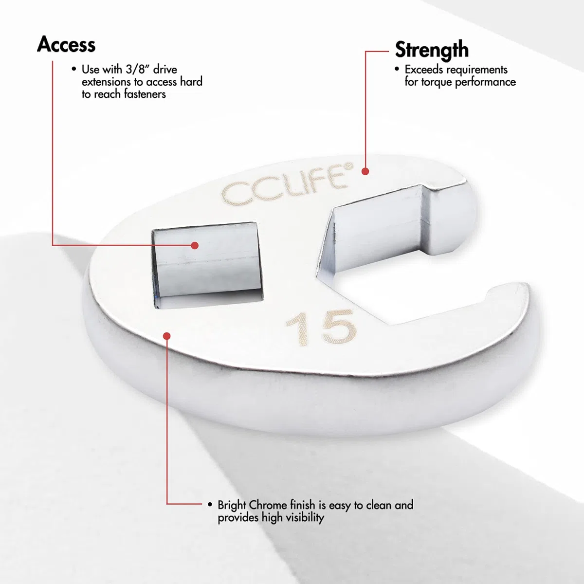CCLIFE 10tlg Hahnenfußschlüssel Hahnenfuß Schlüssel Steckschlüssel Drehmoment 1/2" 3/8" Außenvierkantantrieb | 10-22mm