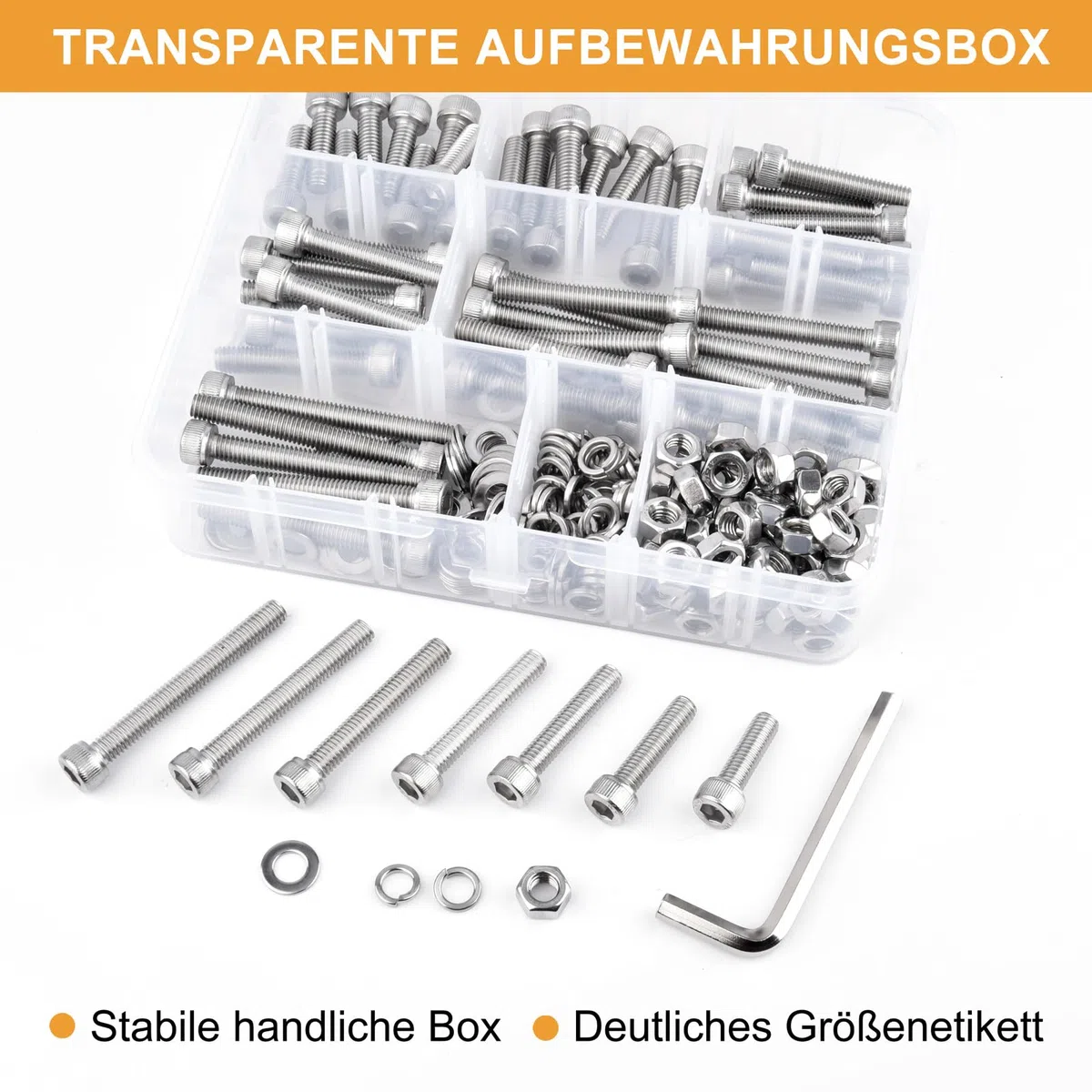 VIGRUE 238 Stück M6 Zylinderschrauben mit Innensechskant DIN 912 (ISO 4762) Vollgewinde Zylinderkopfschrauben aus Rostfreiem Edelstahl A2-70 Gewindeschrauben mit Muttern und Unterlegscheiben