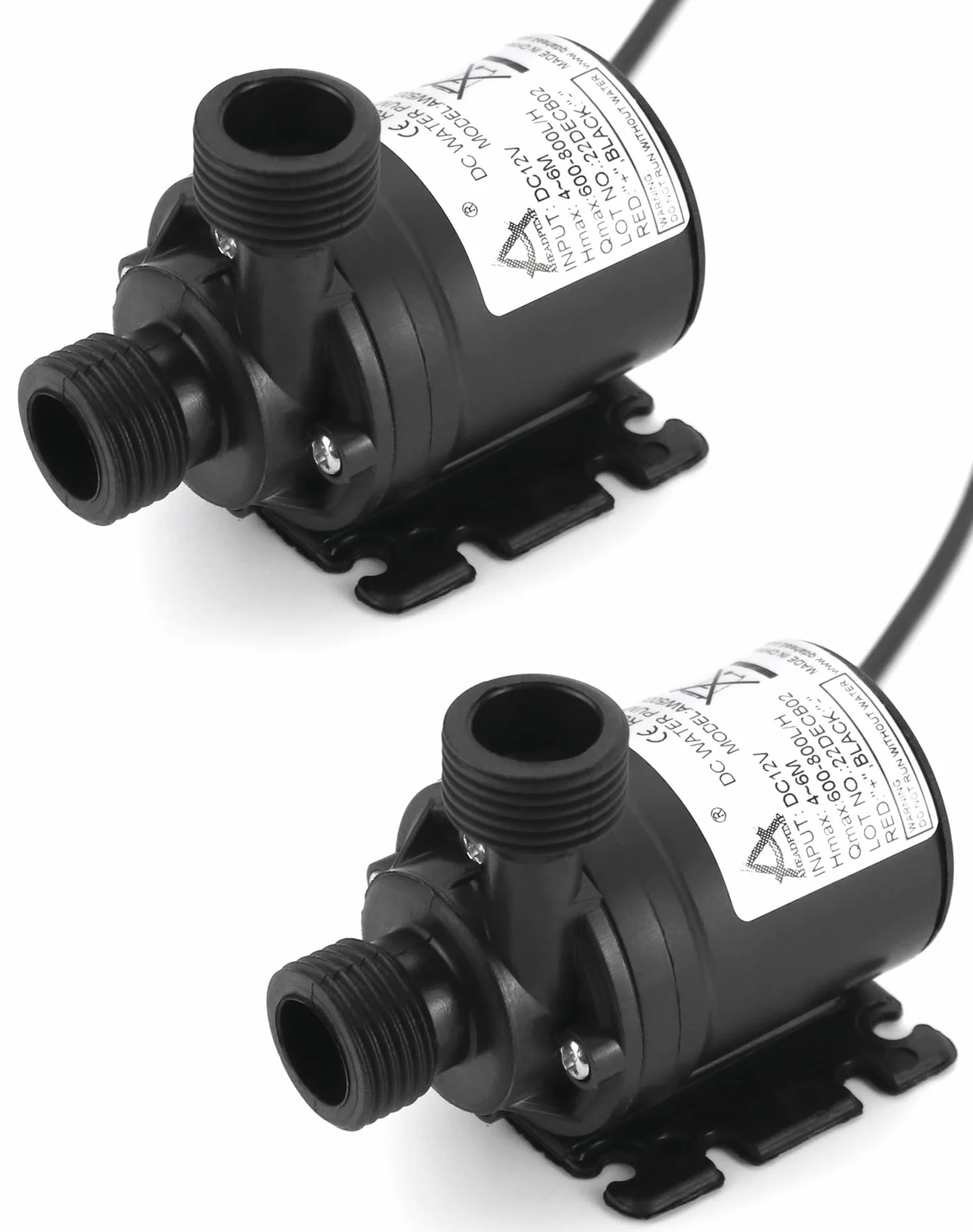 QWORK® 2 Stücke DC 12V Wasserpumpe 800L / H 5M, Brushless Tauchwasserpumpe, für Brunnenpool Solarumlaufsystem Wasserzirkulationssystem