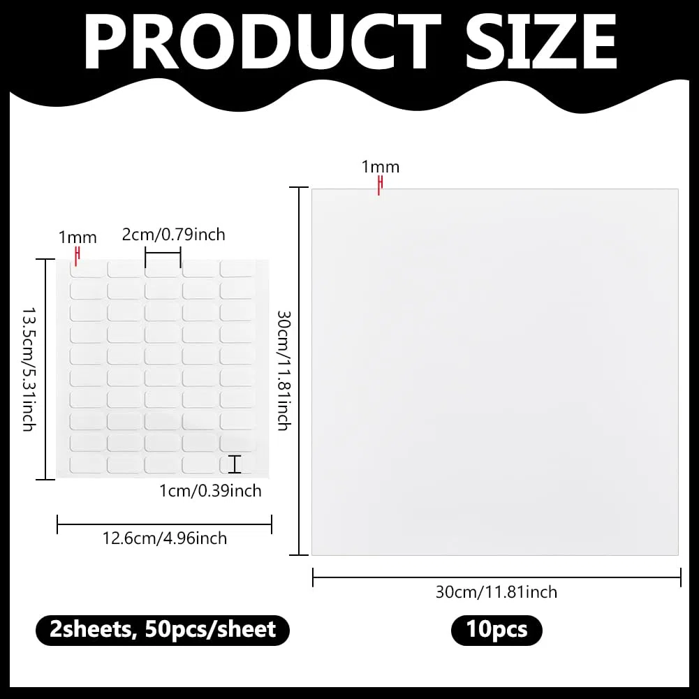 NBEADS 10 Stück Plastik Flache Leere Platte Wand Loch Abdeckung, Decken Abdeckplatte Mit 100 Stück Doppelseitigem Klebeband Für Boden Oder Wand, 30x30cm