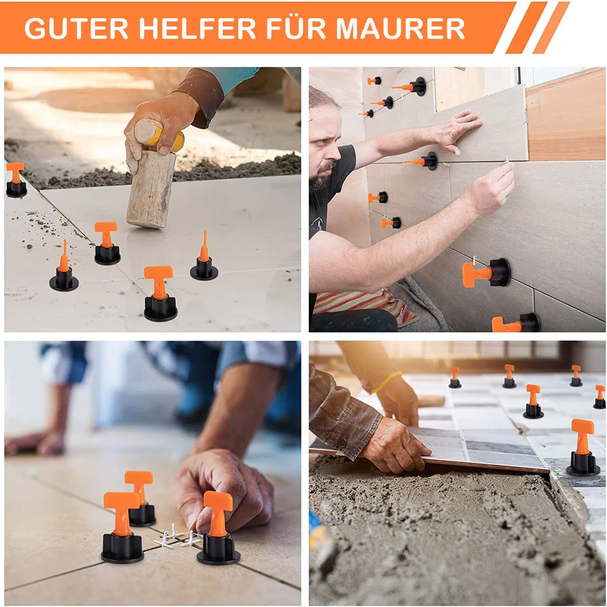 400 Stück Revolutionäres Fliesen Nivelliersystem, Mit 100 Nivelierset Keile,100 Pcs 1mm/2mm/3mm Fliesenkreuze Abstandshalter Und 2 Speziellen Schlüssel.Fliesenleger Werkzeug Für Wand Und Bodenfliesen