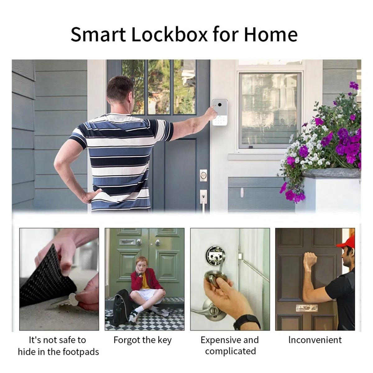 Safe Outdoor Smart Finrabdruck-schlüsselkasten Larung Heime Tastensperre Sicherungskasten TTlock App Entsperren Sicherheitsbox Vorhänschloss(TTLOCK-Finger)