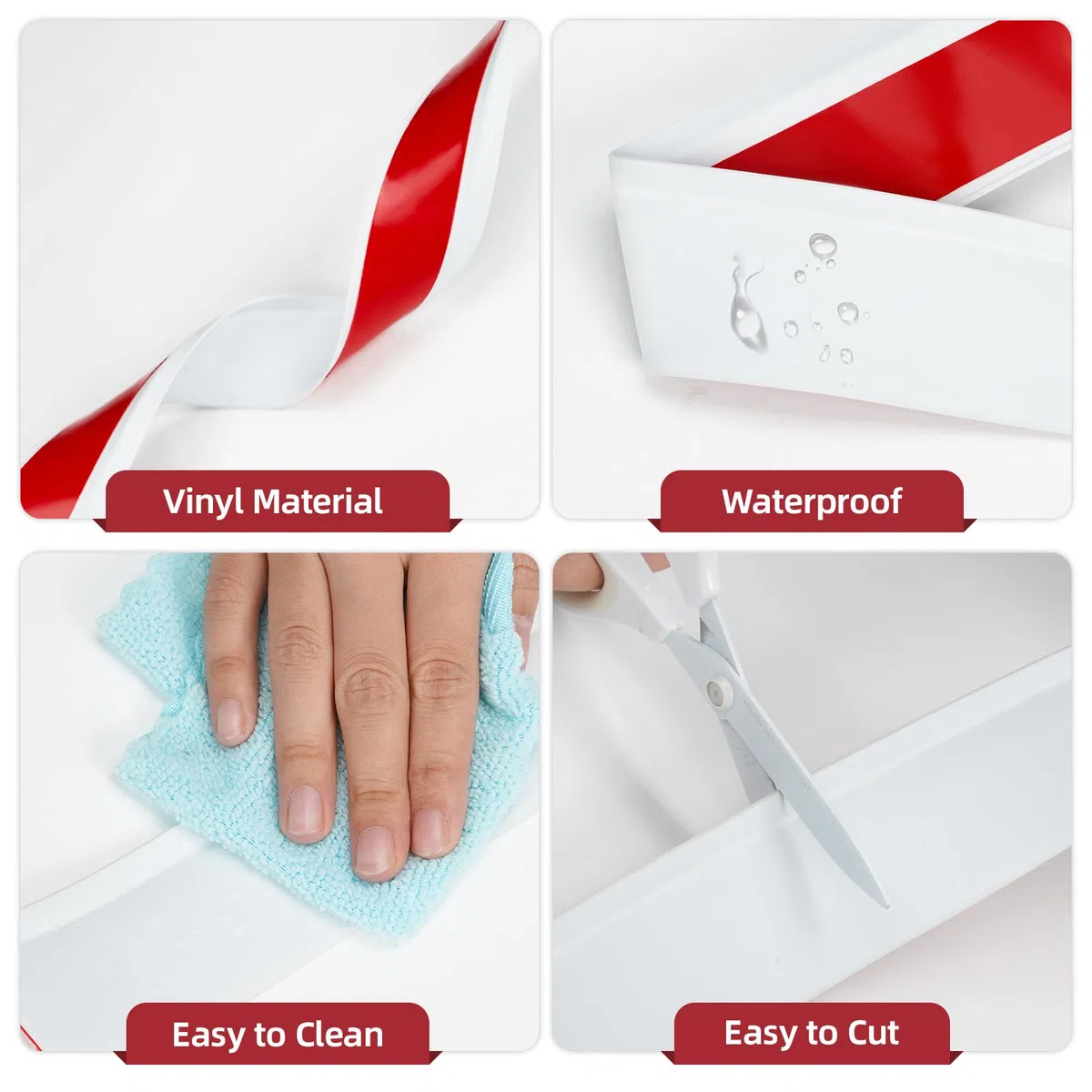 5M PVC Weichsockelleiste Selbstklebend, Flexible Sockelleiste 5cm Breite, Vinyl Abschlussleiste Boden Wand, Wasserdichte Skirting Board Trim für Küche Bad Wohnzimmer, Weiß