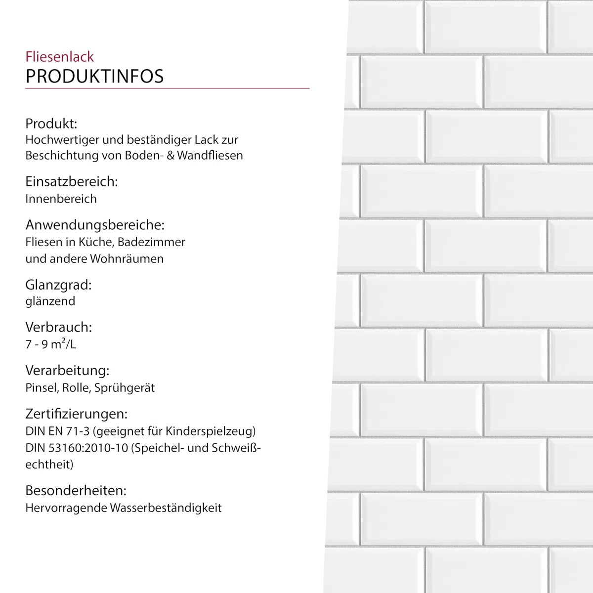 Fliesenlack Fliesenfarbe glänzend (Wand- & Bodenfliesen) (Lichtgrau, 750ml)