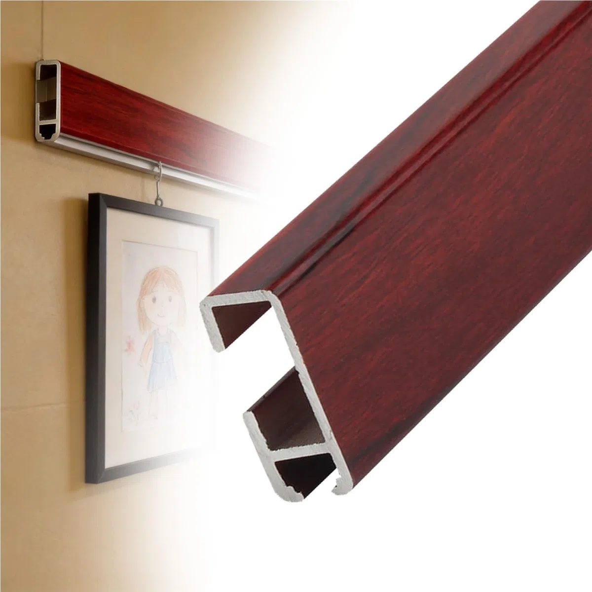 Bildaufhängeschiene Kunstgalerie-Decken-/Wandhalterung Für Aufhängen Von Bildern, Galeriesystem, Für Heimdekoration/Gemälde, Robuste Foto-Display-Schiene(L 240 cm)