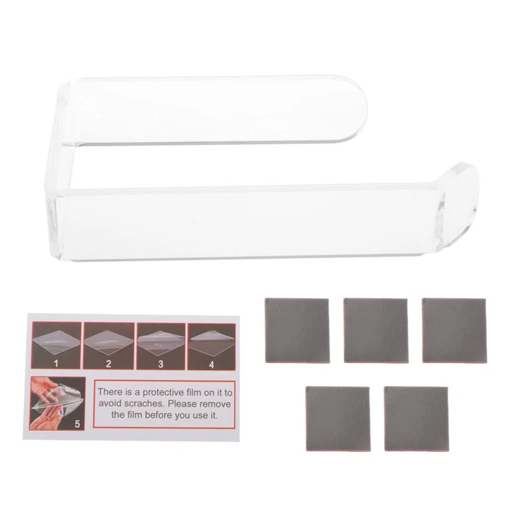 Toilettenpapierhalter aus Acryl, selbstklebend, für Bad und Küche, Schwarz/Transparent/Weiß