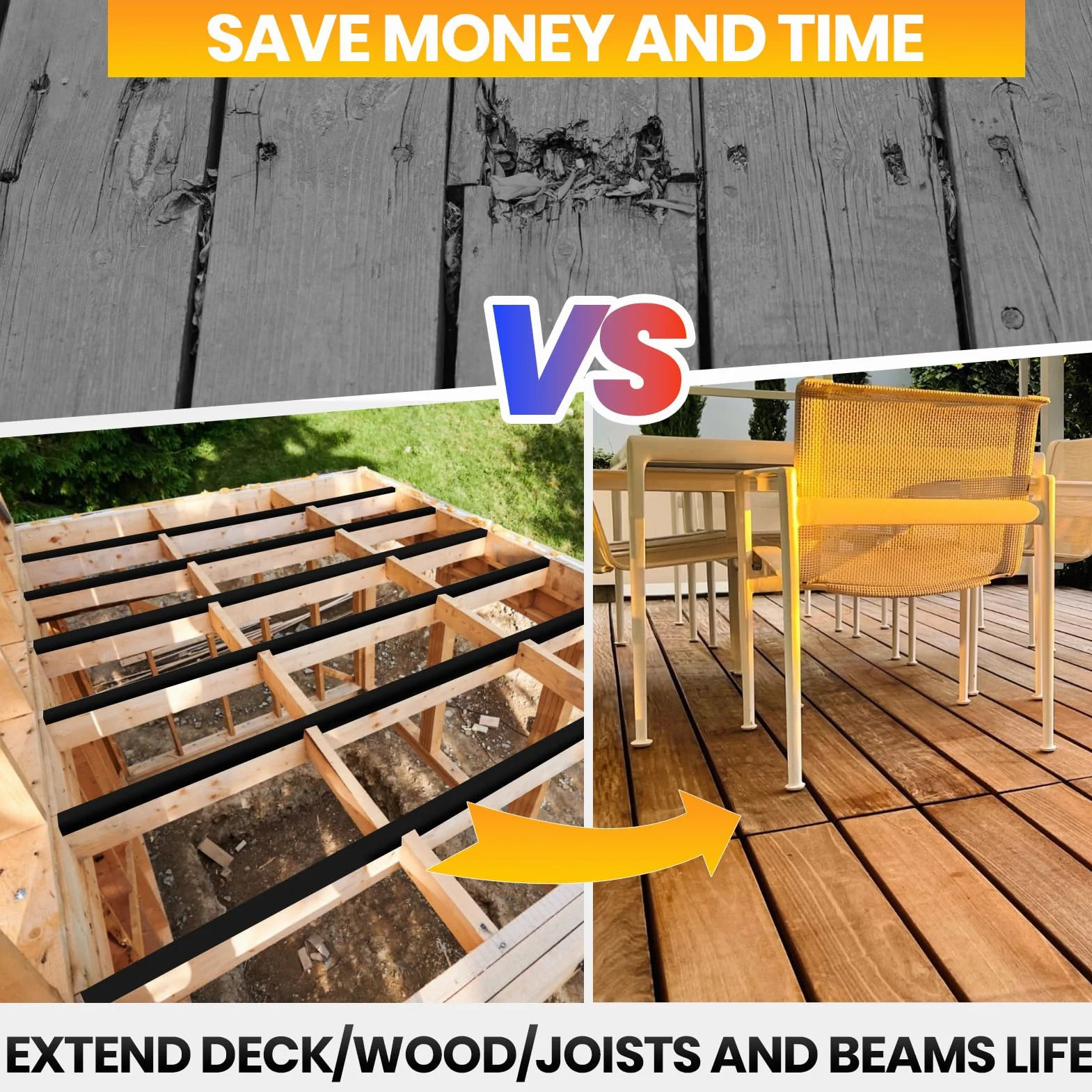 ADHES Butylband Dichtungsbänder 50mm x 15m, Wetterbeständig und Wasserdicht, Deckbalkenband Dach Reparaturband, Ideal für Holzdecks, Balken, Dächer und den Außeneinsatz