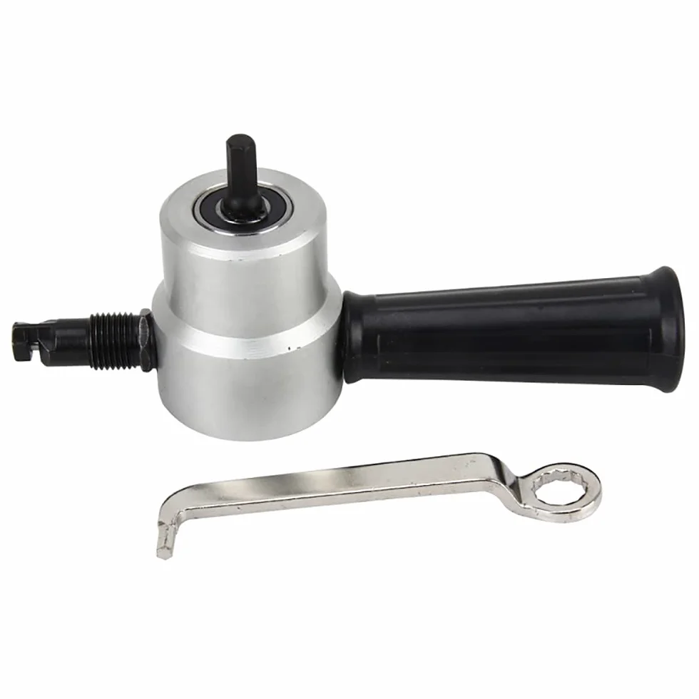 Doppelkopf-Blechknabberschneider, 360 Grad verstellbar, Bohrmaschinen-Nibbler-Schneidwerkzeug-Set