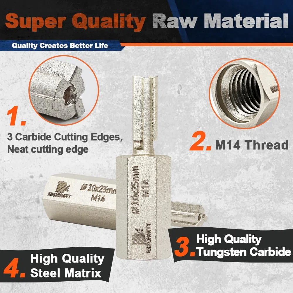 Hartmetall Fugenfräser 10mm*25mm- Mörtel Hakenbohrer mit M14 Gewinde für Mauerwerk, Mörtelentfernung, Mauerwerk, Stein, Mörtel-Rechenbohrer, fugenfräser für winkelschleifer