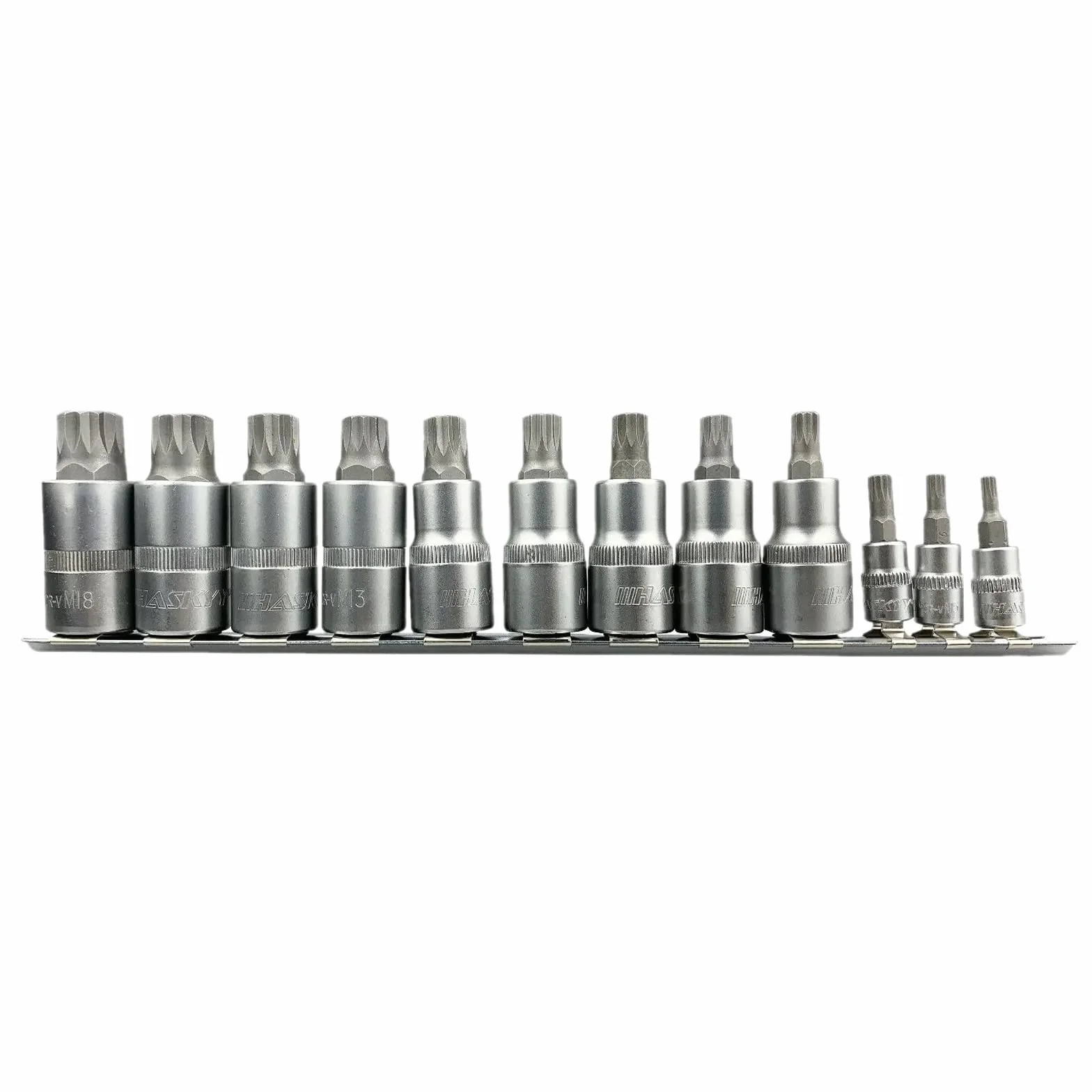 HASKYY 12tlg Innen Vielzahn Nüsse Stecknüsse XZN-Vielzahn-Satz-Set M4 M5 M6 M8 M9 M10 M11 M12 M13 M14 M16 M18