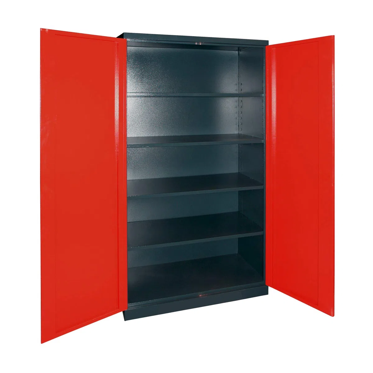 DEMA Werkzeugschrank Vollmetall 110x192x58 cm – Werkstattschrank, Metallschrank, Aufbewahrungsschrank – anthrazit/rot, 4 Böden, robust, stabil – Werkstatt, Garage, Heimwerker, Handwerk