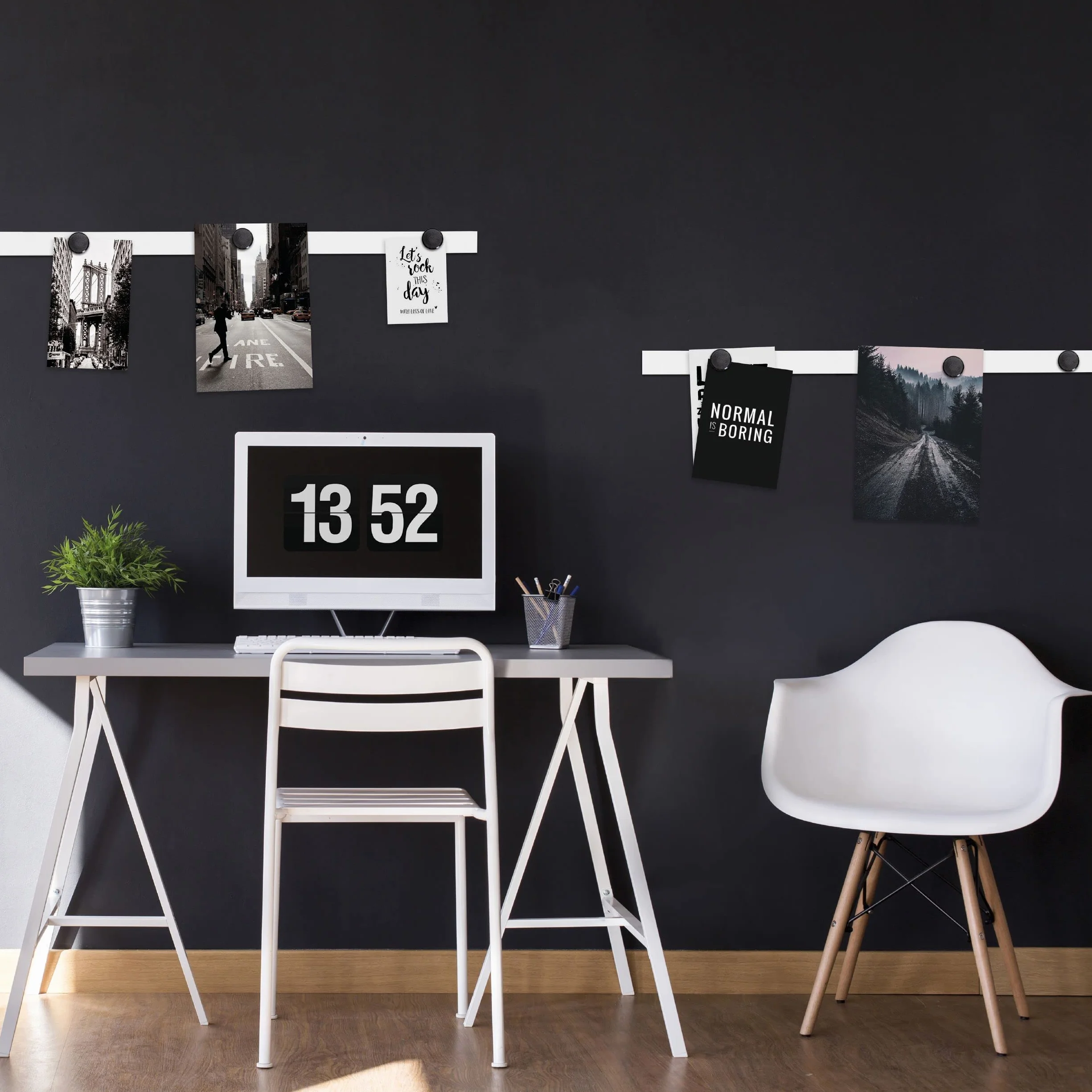 MAUL Metallband 500 cm x 3,5 cm | geeignet als Toniebox Regal, Bilderleiste, für Magnete und leichtes magnetisches Werkzeug | Länge zuschneidbar | Selbstklebendes Magnetband aus Stahlblech | Weiß