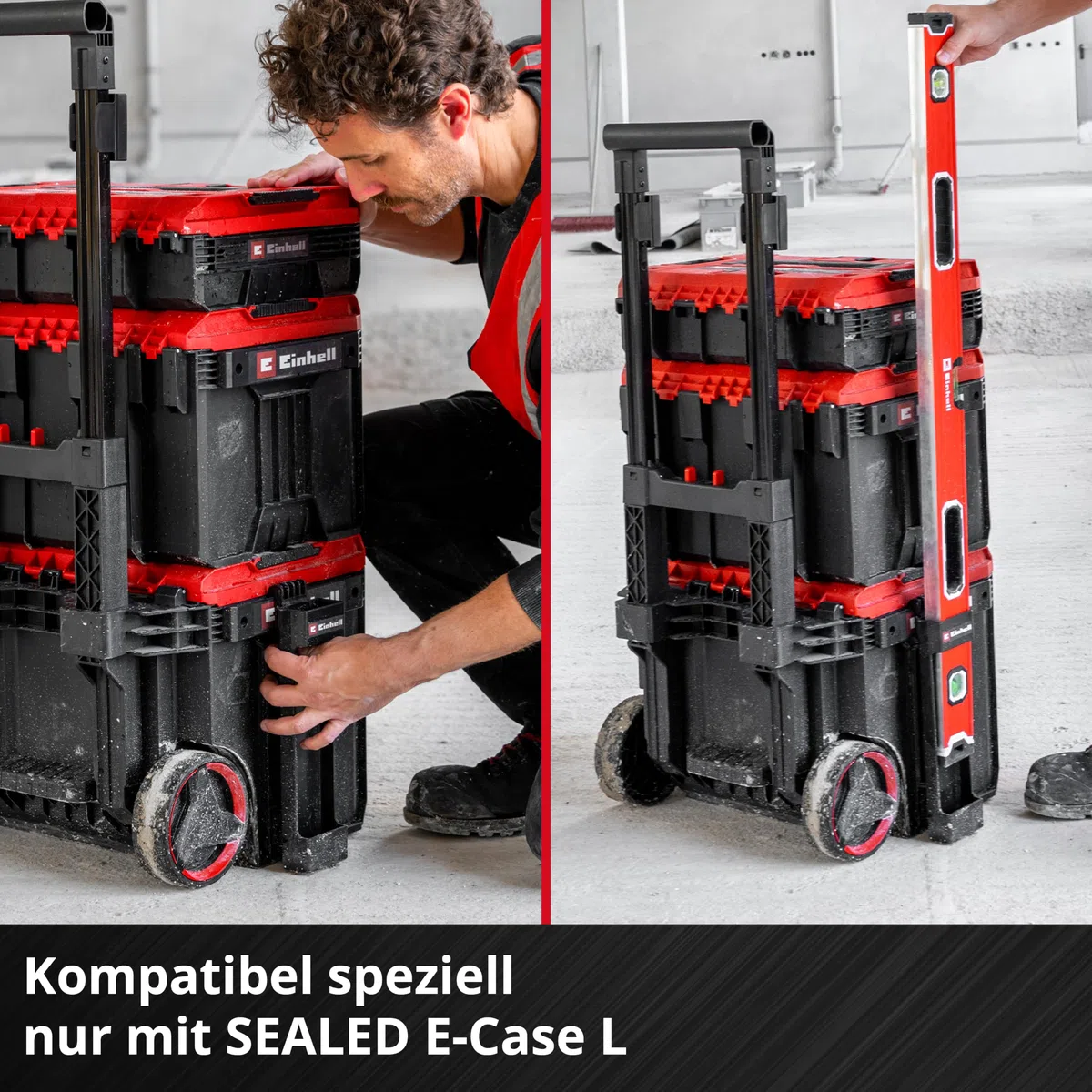 Original Einhell E-Case Wasserwaagenhalter (Halterung für min. 32 cm lange Wasserwaagen, passend für SEALED E-Case L, max. 2 kg, Montage per Schnappverschluss)