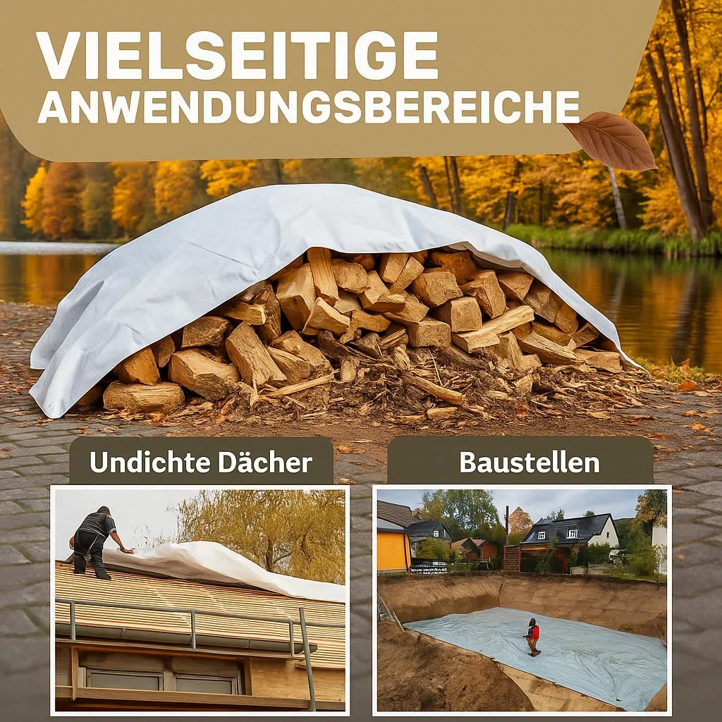 Abdeckplane 4x4m - Mind. 5 Jahre UV-stabil. wasserdicht - Poolplane rechteckig. Silofolie. Abdeckfolie. Poolfolie. Siloplane. Gartenfolie