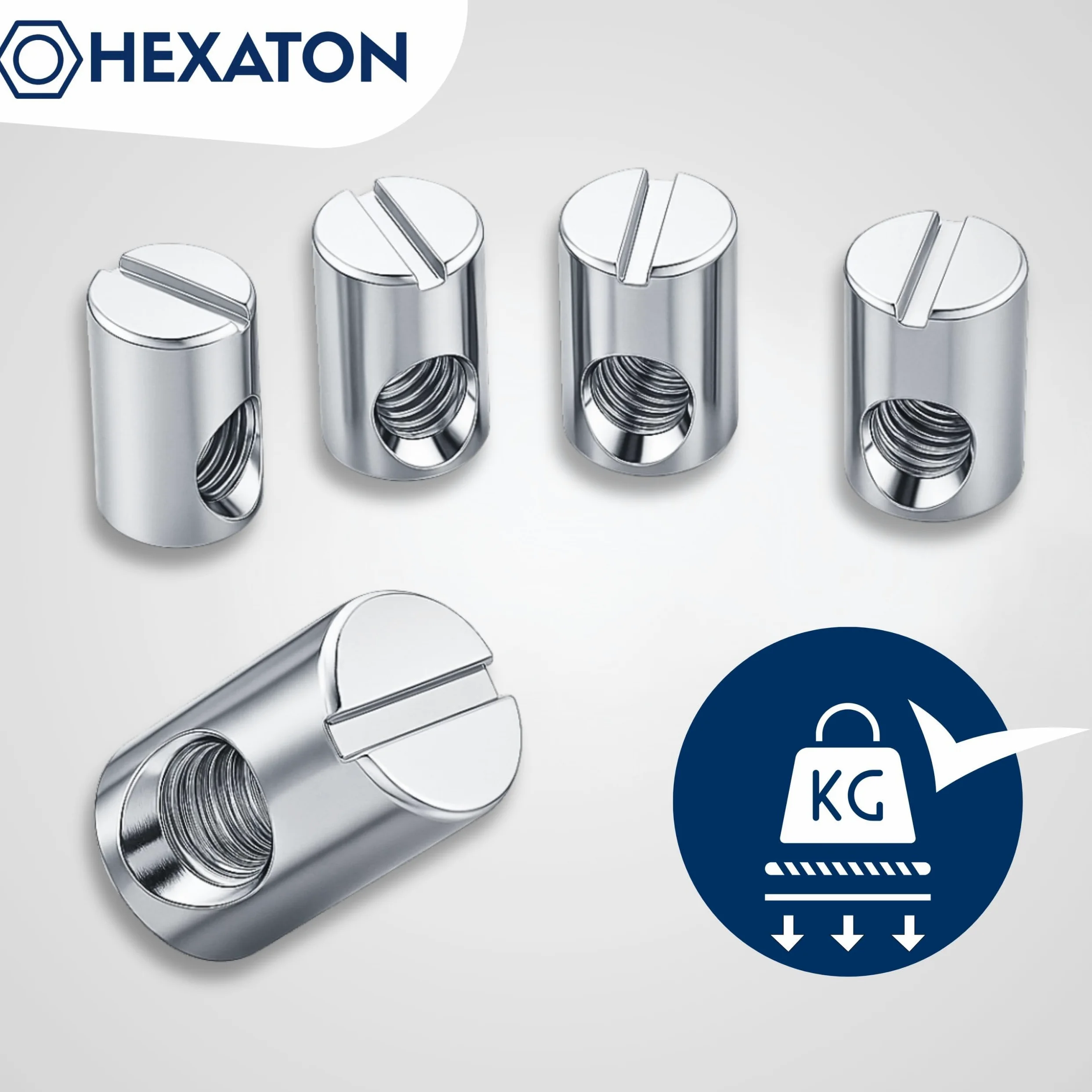 HEXATON Asymmetrisch Quermutterbolzen Kreuzdübel Zylindermuttern - M6 x 10 x 13 mm - 50 Stück - Stahl Verzinkt