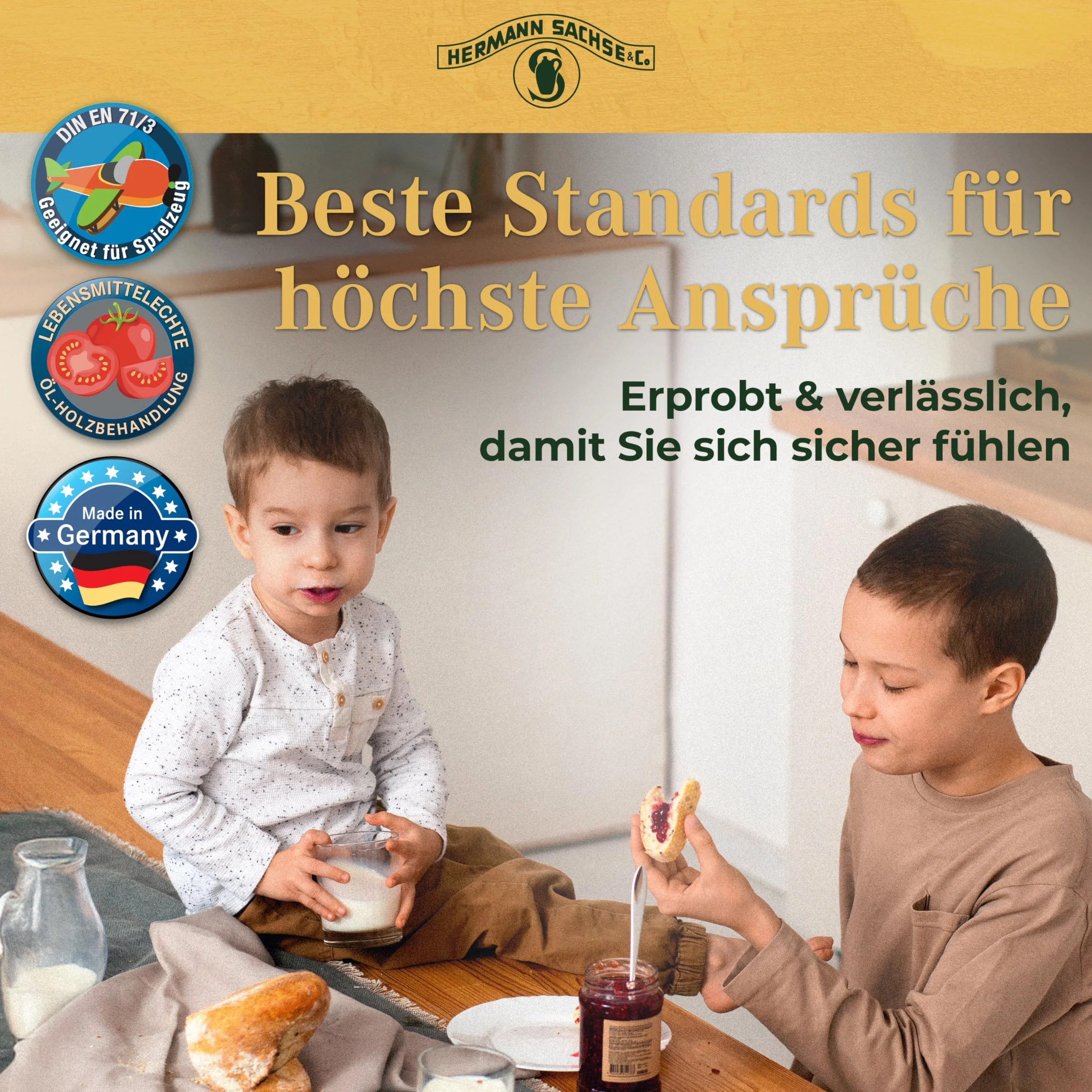 Hermann Sachse Hartöl für Esstische Holztische | 250ml Holzöl mit Universaltuch und Schleifmatte Öl für Eiche Nussbaum Akazie Buche zur Pflege im Innenbereich | Arbeitsplattenöl -Basis Leinölfirnis