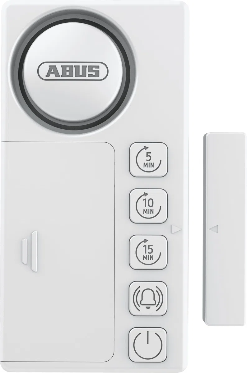 ABUS Time2Close Fensteralarm mit Countdown - Timer erinnert nach 5, 10 oder 15 Minuten an offene Fenster oder Türen - optional mit zusätzlichem Alarm bei Einbruch - zur Klebemontage