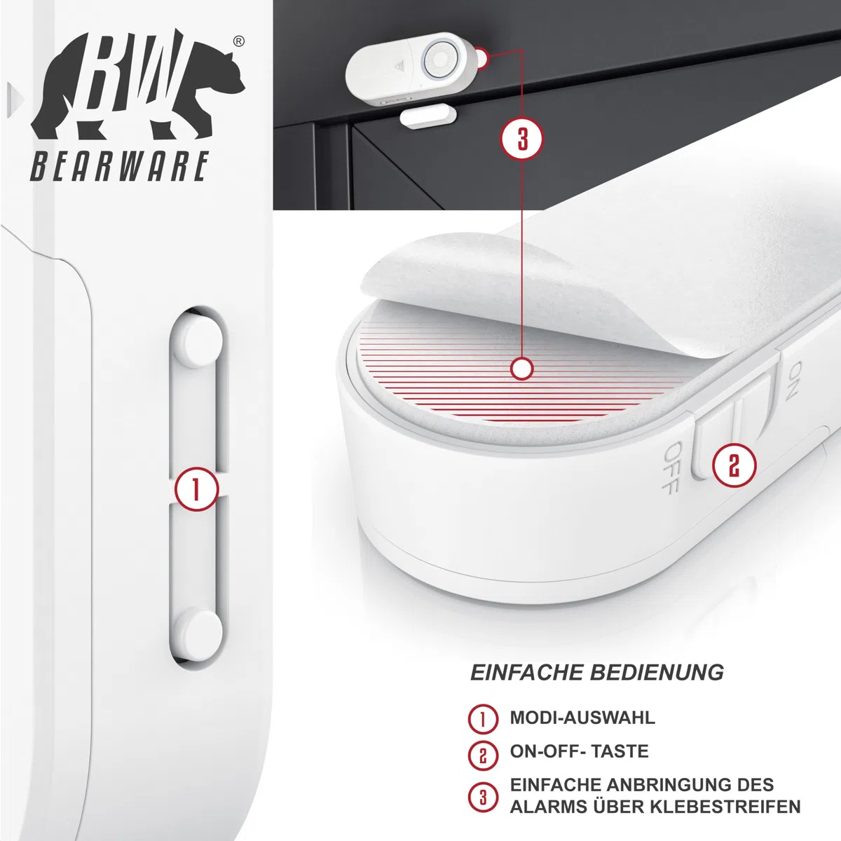 CSL - 2X Fensteralarm Einbruchschutz - Türalarm - 120 dB lauter Signalton Alarmsensor - Tür und Fenster - 2er Set mit Batterien - Alarmanlage - Wohnmobil - Gartenhaus