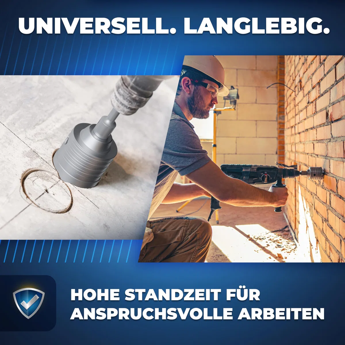 S&R Hohl-Bohrkrone Set Ø 68mm mit SDS plus Adapter 110mm und Zentrierbohrer 8x110mm, Steckdosen Bohrkrone 68mm, Hammerschlagfest, Dosenbohrer, Lochsäge, Steckdosenbohrer, für Bohrhämmer