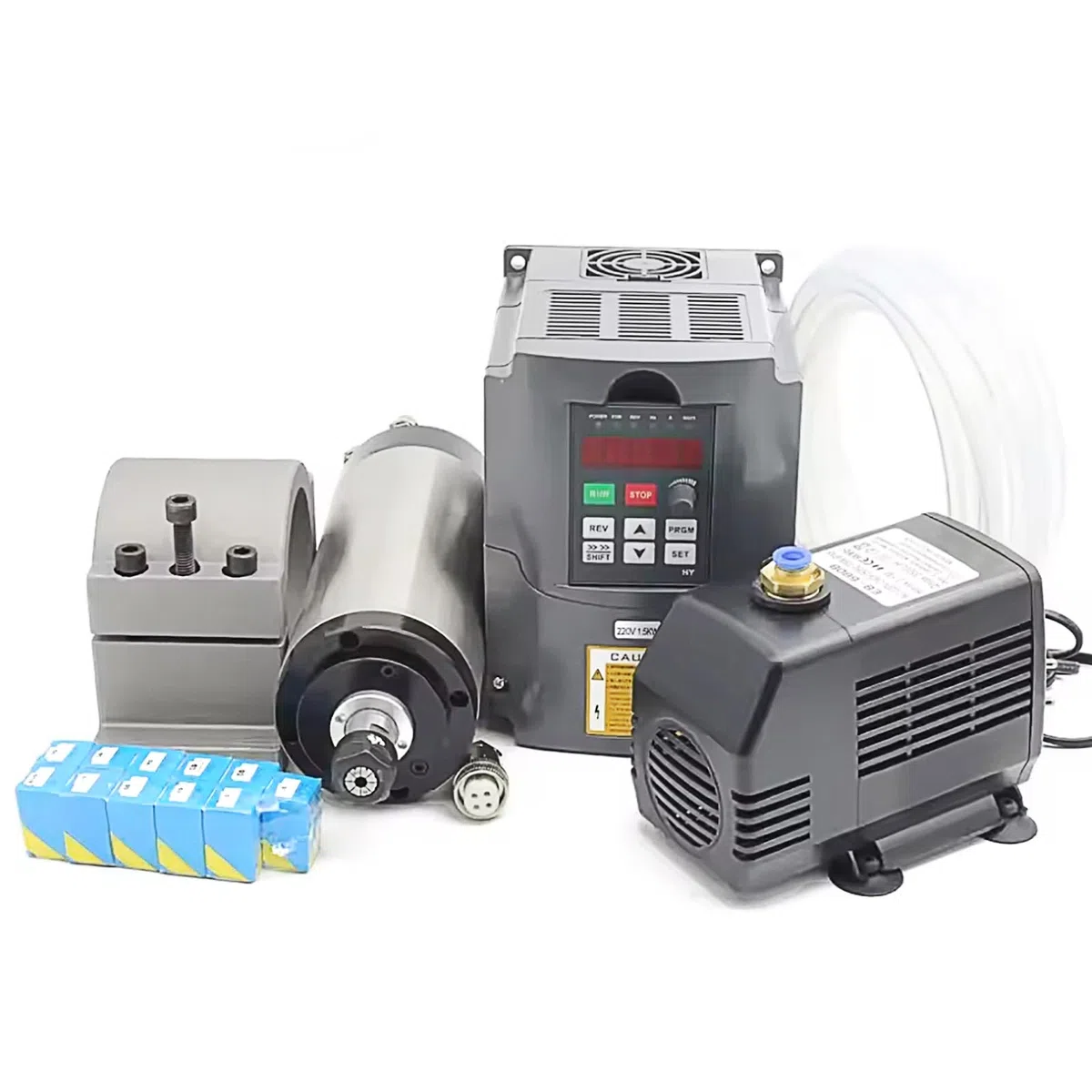 RATTMMOTOR CNC Spindelmotor Set,1.5KW 220V Wassergekühlter ER16 24000U/min