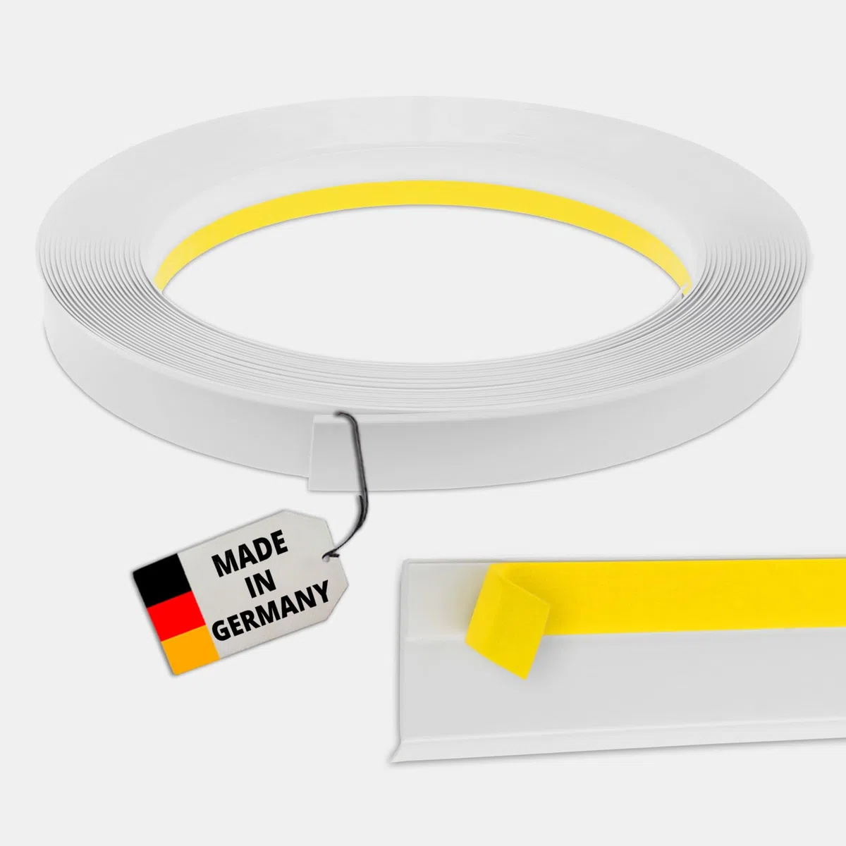 NOBILY Fensterleiste 20mm mit Lippe / 5 Meter/PVC - selbstklebend Flachleisten Kunststoffleisten Profileleisten Abschlussleisten Zierleisten zur Fenster Montage